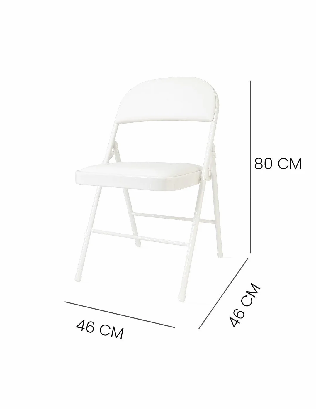 Jardin202 - Silla Metálica Acolchada Plegable 80x46x46 cm | Ideal para Hogar y Eventos | Unidad (Blanco)