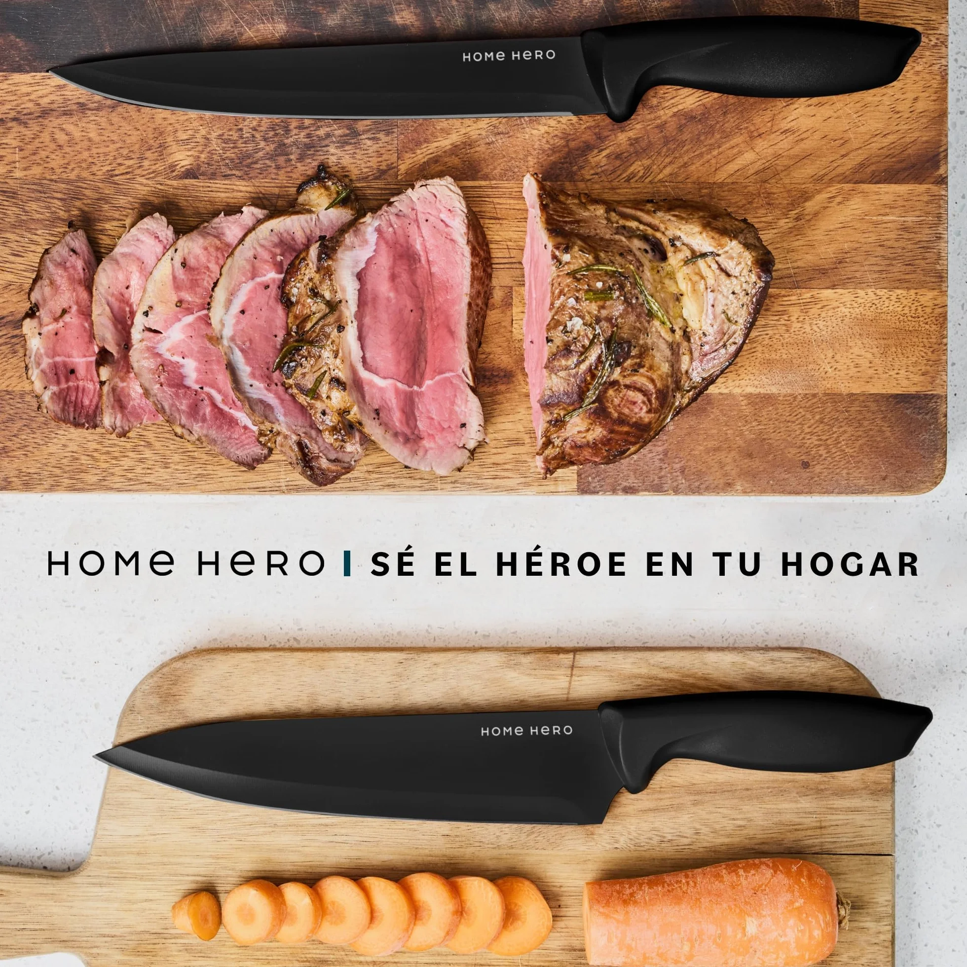 Home Hero Juego de cuchillos de cocina Juego de cuchillos de acero inoxidable con mango ergonómico (11 piezas con Vaina - Negro)