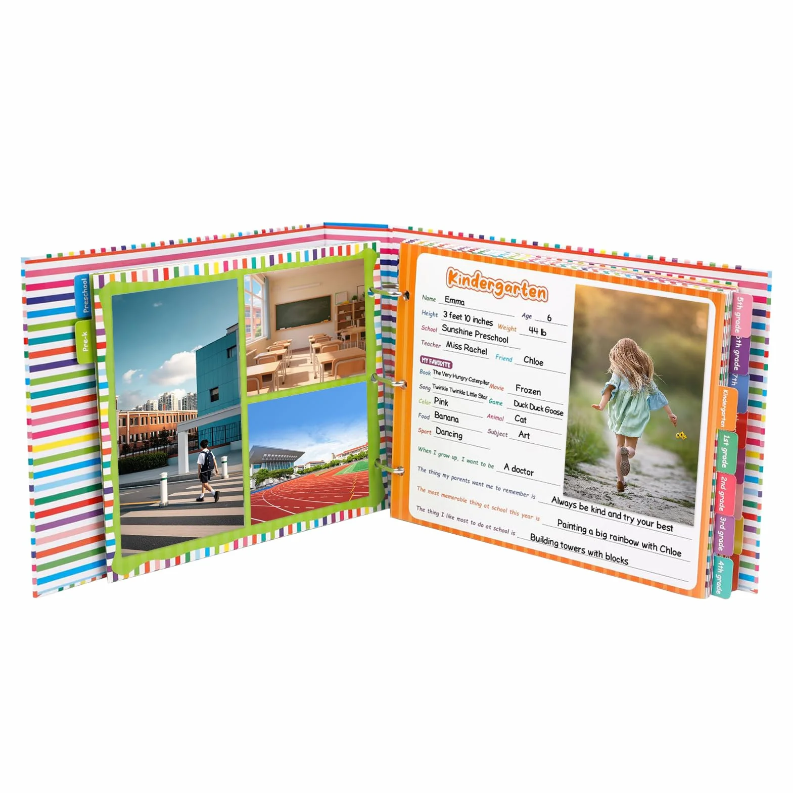 Álbum de Recuerdos Escolares para Niños Desde Preescolar Hasta 12º | Libro de recuerdos y álbum de fotos K-12 para niños Diario de Graduación y Planificador para Estudiantes de Preescolar