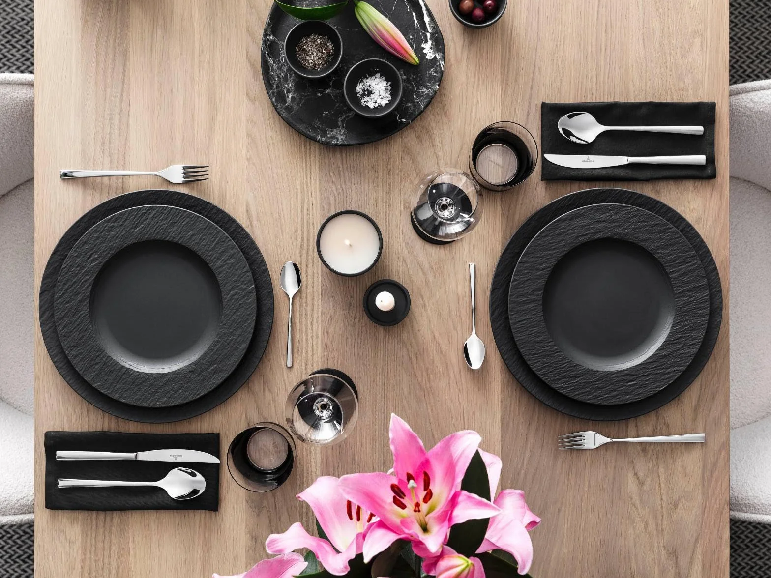 Villeroy & Boch Platos Para Pasta Manufacture Rock, 6 Platos, Porcelana Premium, Apto Para Lavavajillas Y Microondas, Negro