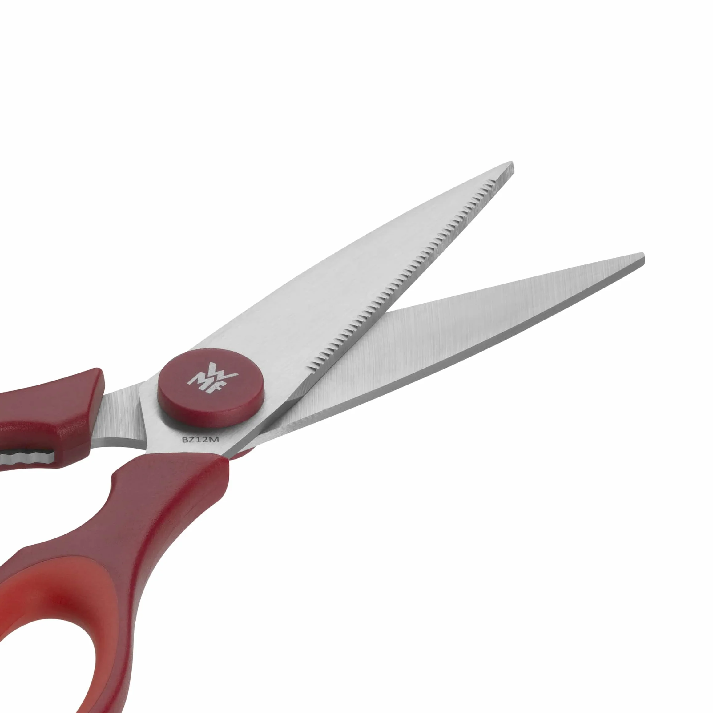 WMF Touch - Tijeras de Cocina 21 cm, Tijeras para el Hogar con Corte de Sierra y Abridor Integrado, Aptas para Diestros y Zurdos, Acero Inoxidable Cromargan, Rojo