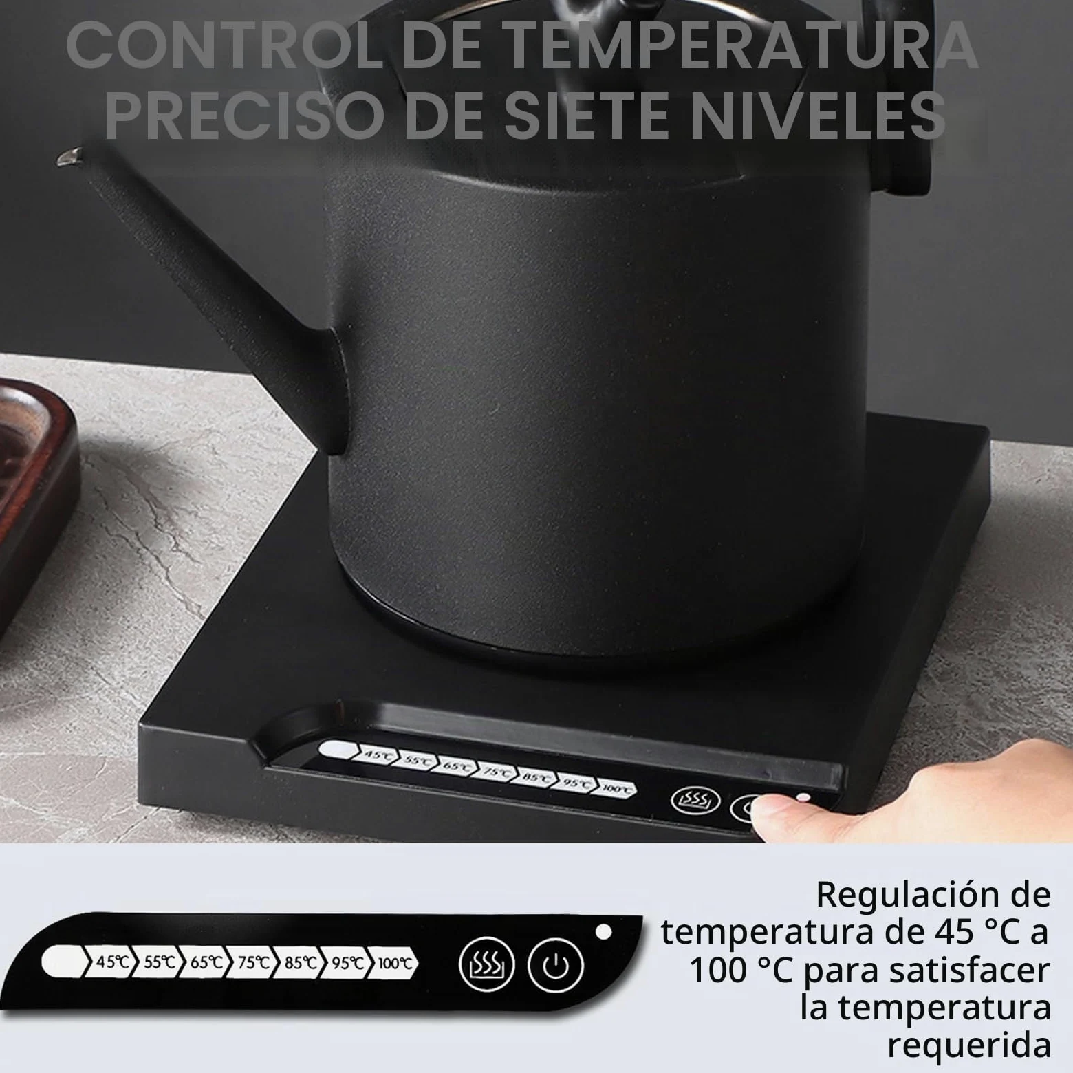 Hervidor De Acero Inoxidable, 1L Hervidor Eléctrico Inteligente De Cuello De Cisne Tetera De 1000W Digitales LED Mostrar Con Control De Temperatura Y Apagado Automático Por Alta Temperatura
