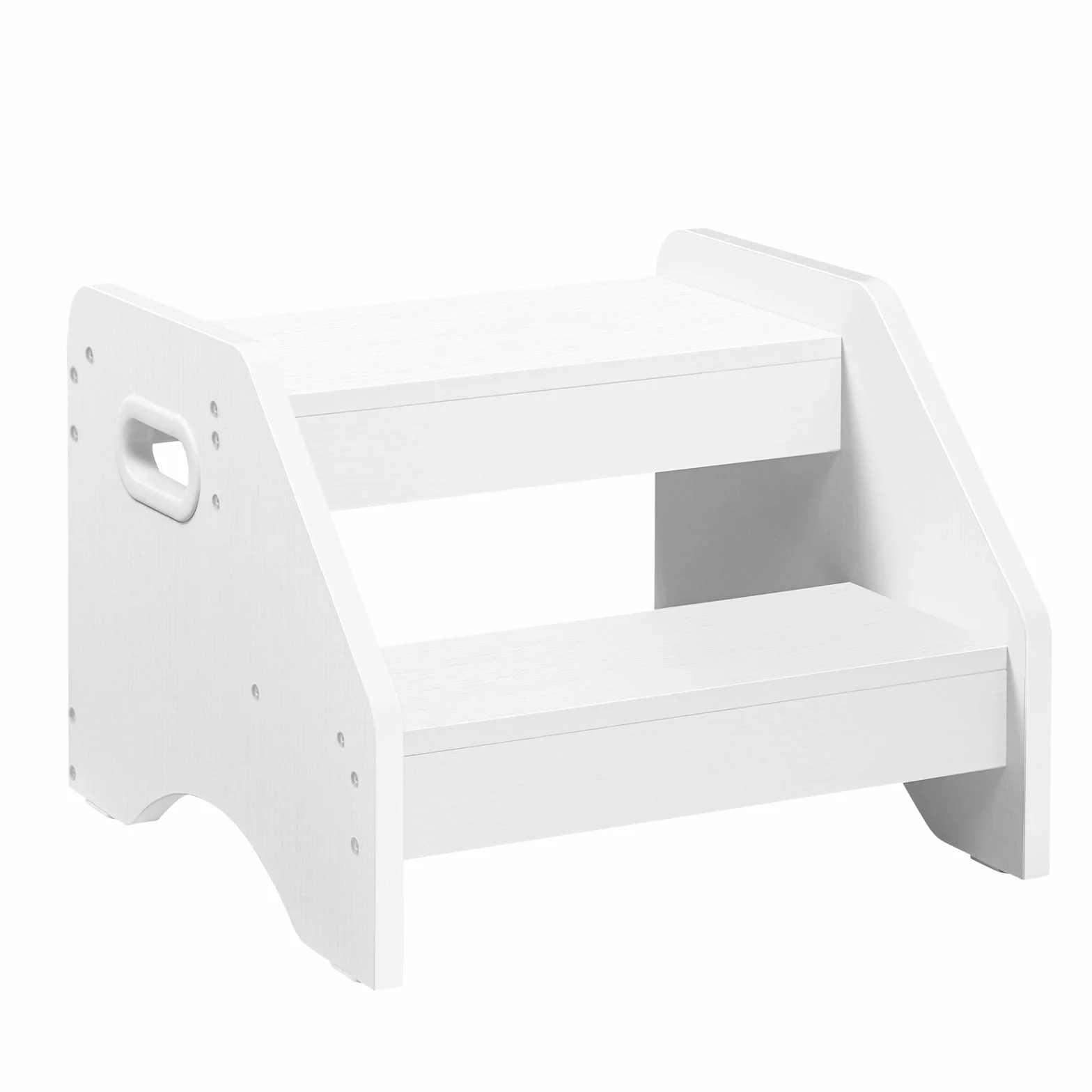 HOOBRO Taburete para Niños de 2 Peldaños en Forma de Trapecio, Asas y Alfombrillas Antideslizantes, Taburete Infantil, Carga 30 kg, para Niños de 3 a 8 años, para Salón, Dormitorio, Blanco EWT28JD01