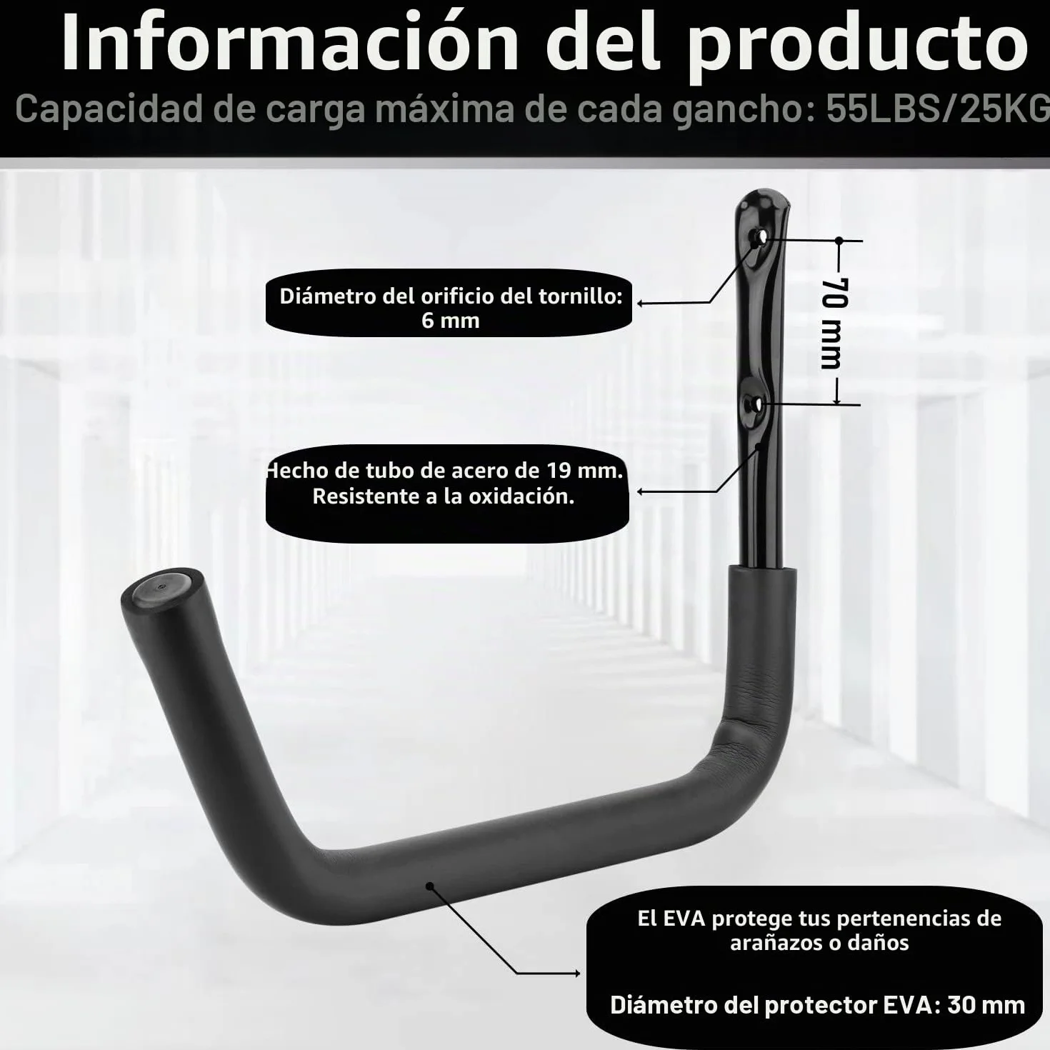 Ganchos para Kayak de Garaje, 4 Rack de Pared para Almacenamiento Interior y Exterior