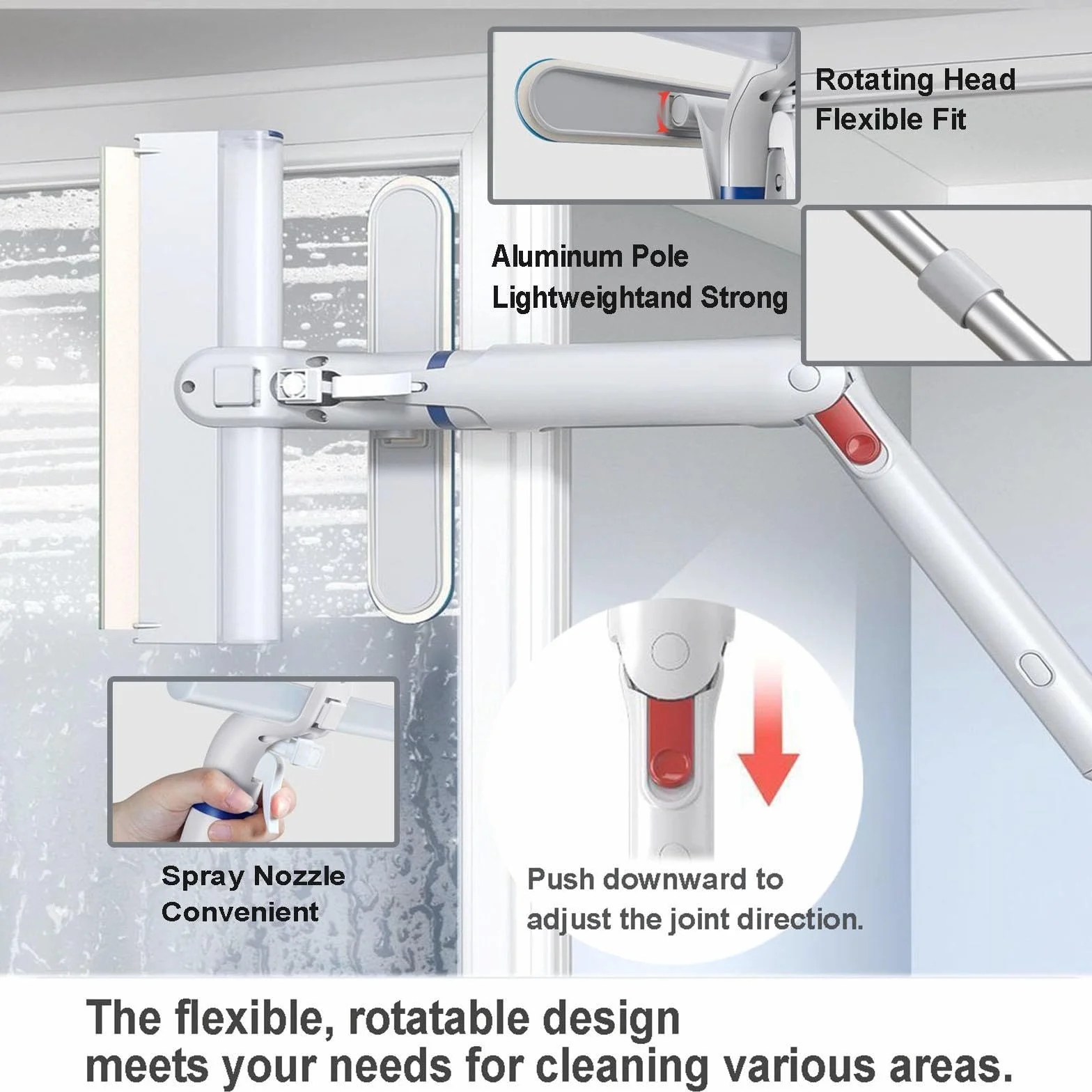 Limpiacristales con Pulverizador de Ventanas con Depósito de Agua Residual Limpiacristales en Spray de Doble Cara Adecuado para Múltiples Escenarios