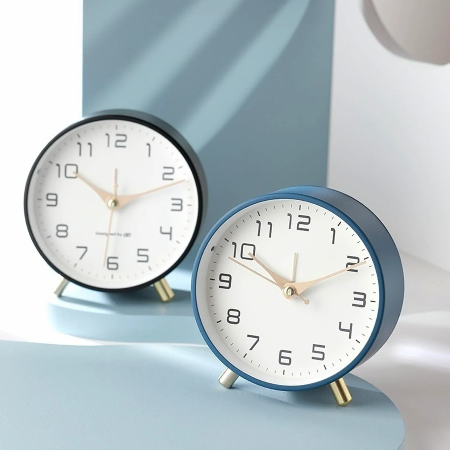 Despertador, Reloj de escritorio pequeño, analógico, silencioso(White)