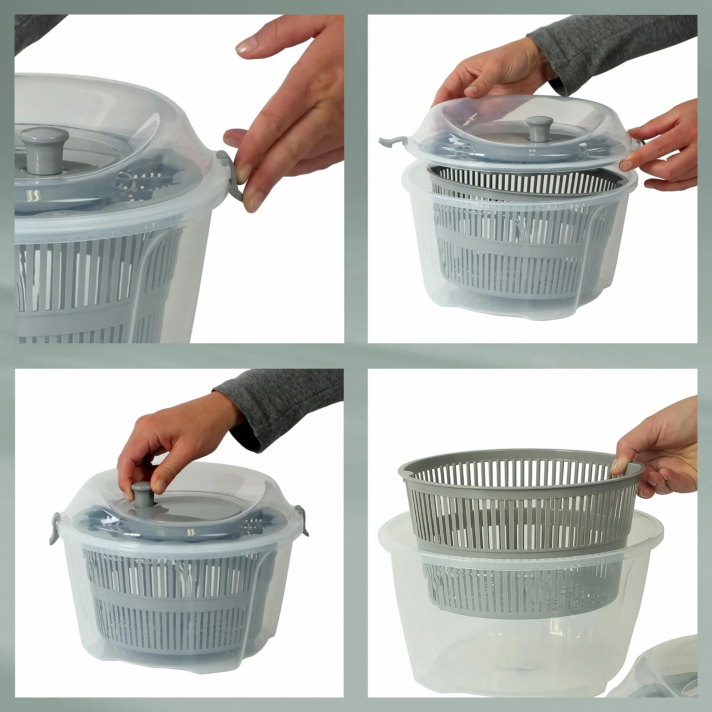 Kela 11907 Lechuga Mailin, PP de plástico, 17,50 cm, diámetro 24,5 cm, 4,4 l, Gris