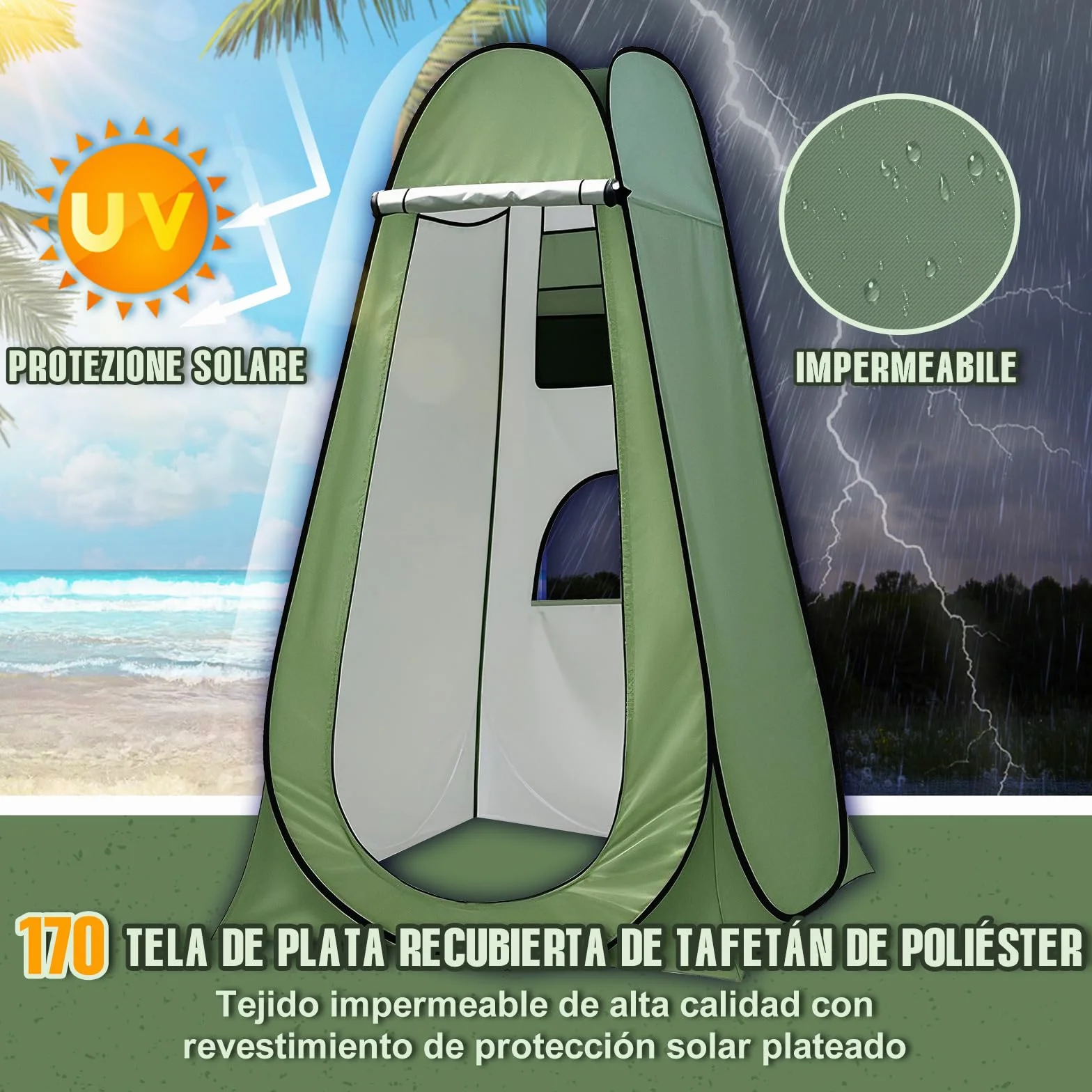 Charmofun Tienda Ducha Camping Pop Up Cambiarse Pescar Bañarse Refugio Solar