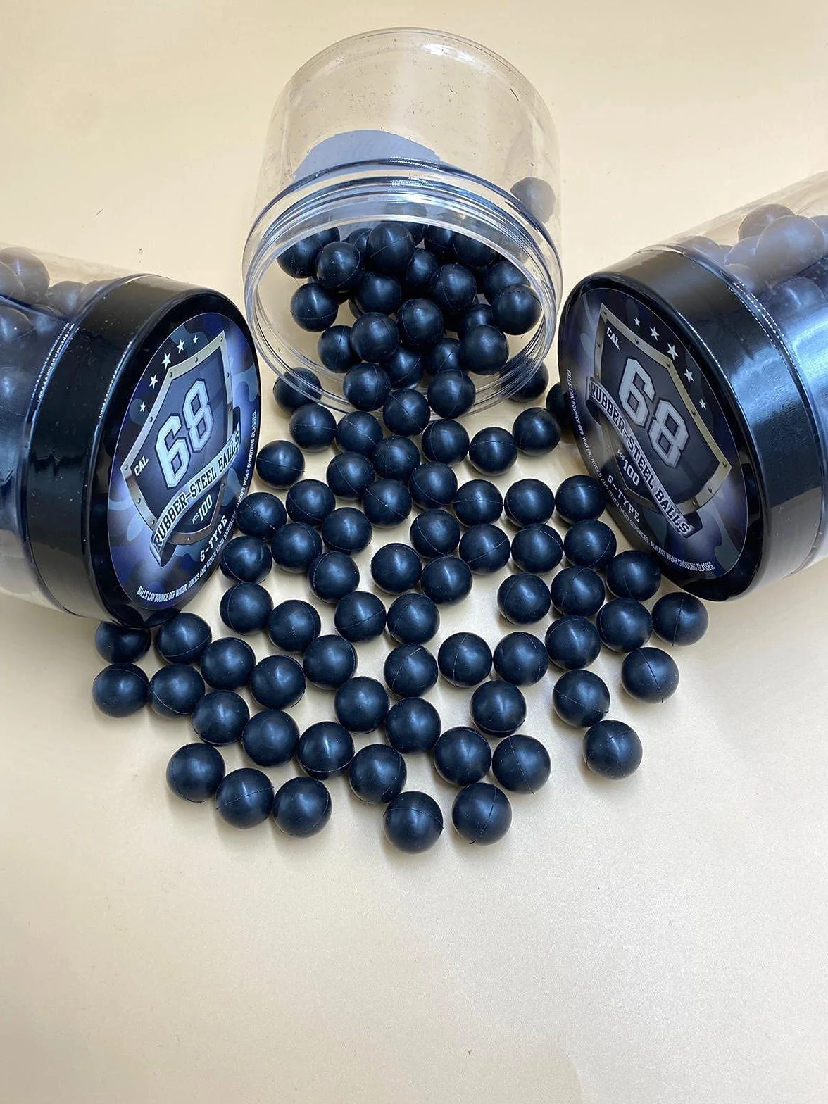 S-Type 68 Caliber 100x Bolas Acero Gomma Maciza Paintball Rubber Steel Balls for HDS HDR T4E