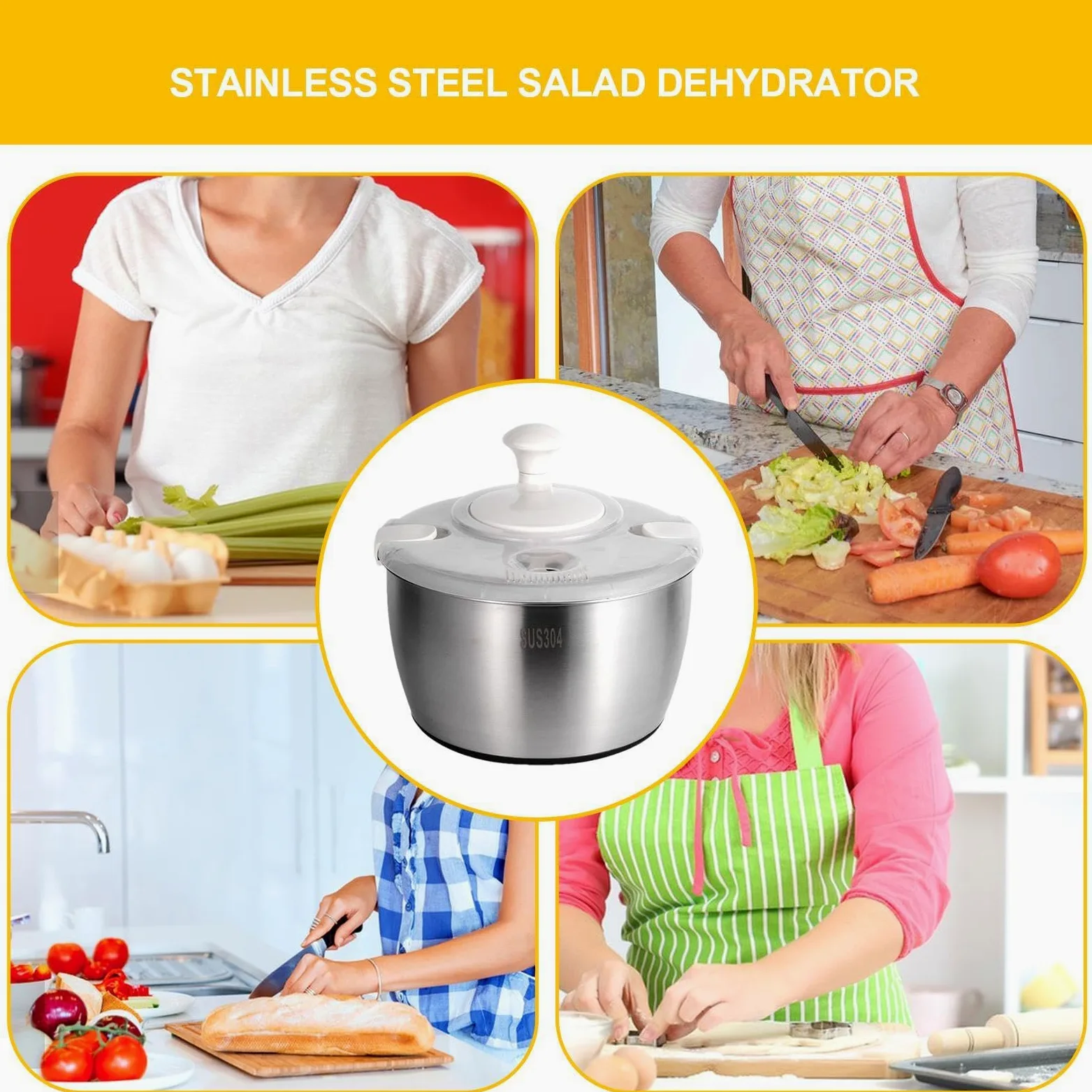 Licuadora de lechuga para lechuga - Centrifugadora de verduras, centrífuga | de ensalada para licuadora de lechuga | Centrifugadora de lechuga de acero ABS con cierres de seguridad, gadget de cocina