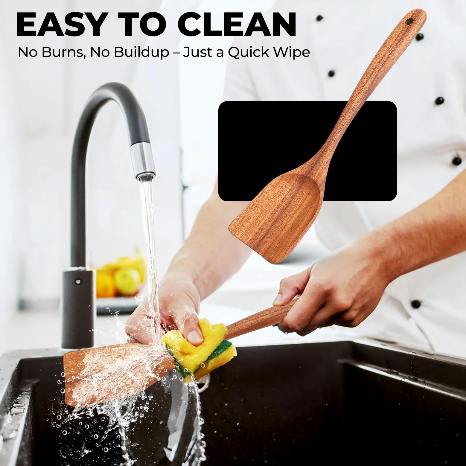 9 utensilios de cocina de madera, cucharas de madera para cocinar, juego de utensilios de cocina de madera de teca
