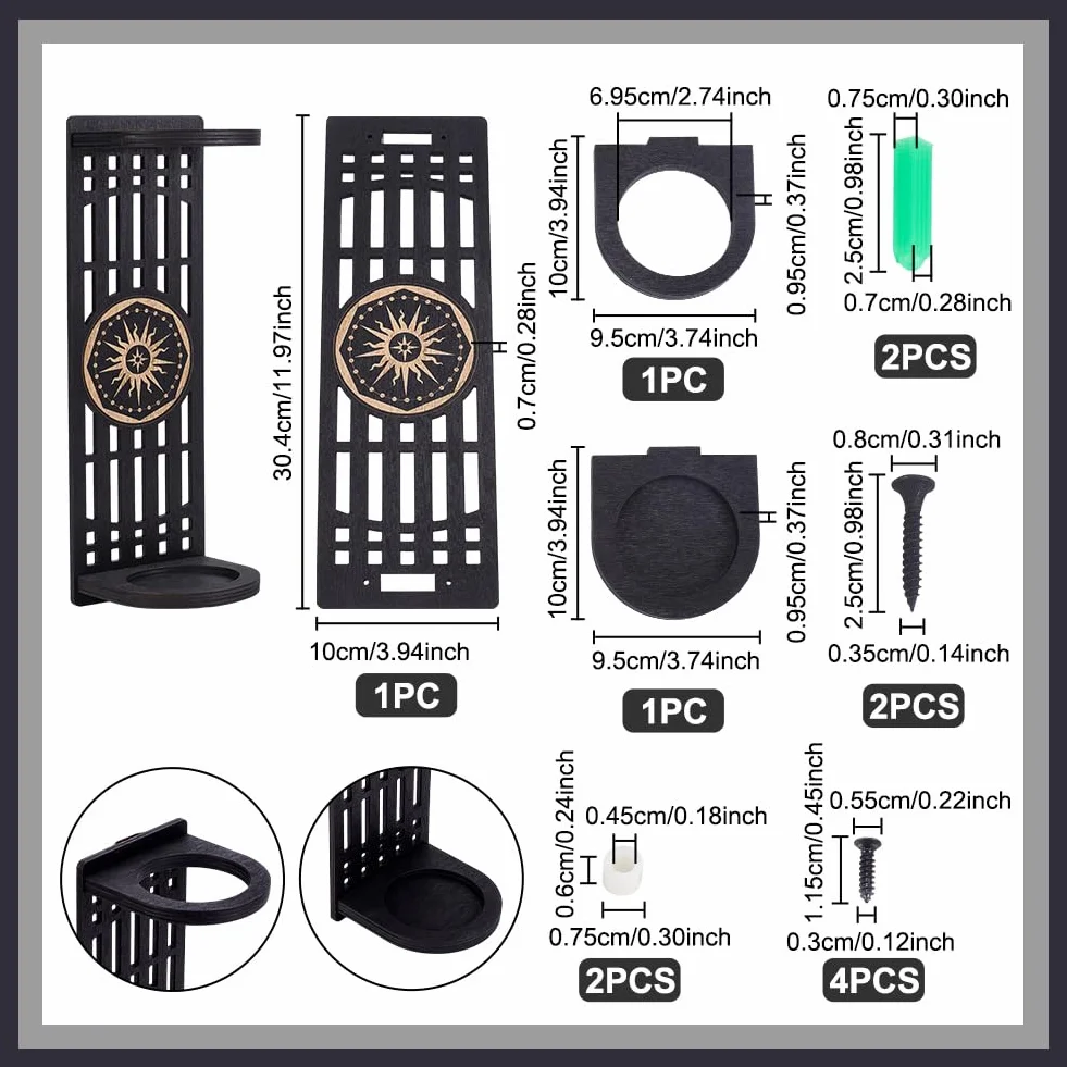 UNICRAFTALE Soporte de pared para espada de luz de madera rectángulo negro patrón solar