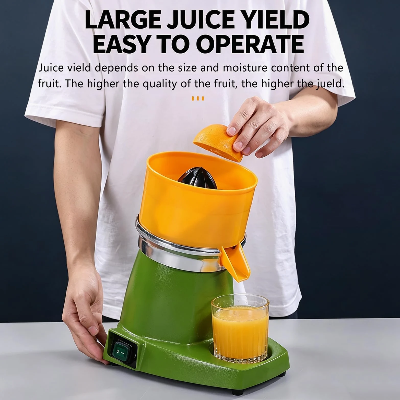 Prensa de cítricos eléctrica comercial, exprimidor de limón y naranja de alta eficiencia, canal de alimentación grande, 1400 RPM, hélices intercambiables para servicio de alimentos
