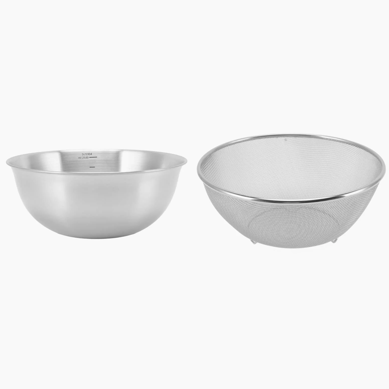 Colador de Acero Inoxidable, Colador de Colador para Cocina, Colador de Metal, Coladores de Malla Fina de Acero Inoxidable (Cuenco+Pantalla de malla)