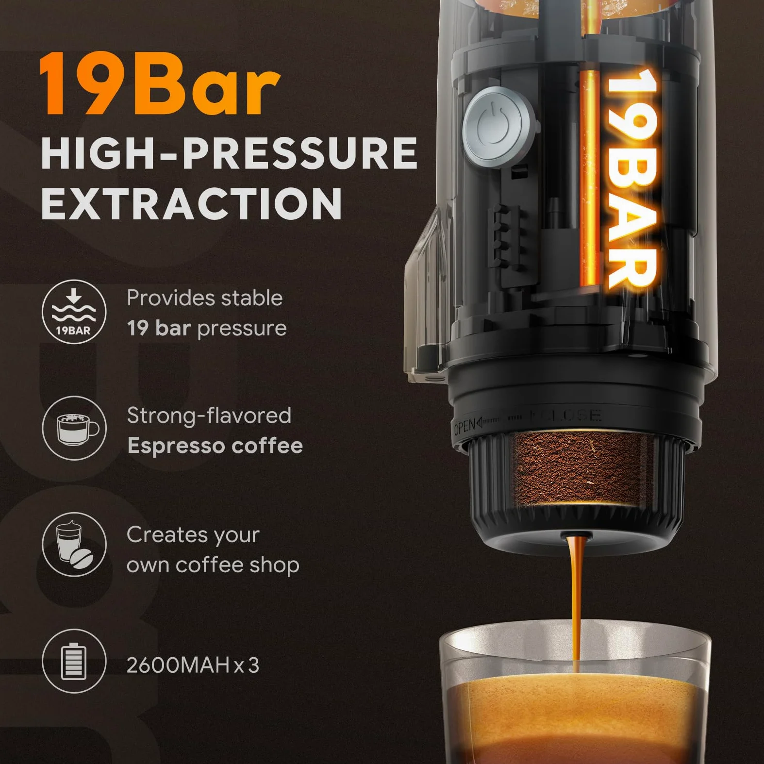 3 en 1 cafetera portátil eléctrica de viaje para cápsulas NS y café molido y Pod DG, cargador USB tipo C y coche, cafetera de 19 bares con calefacción automática (blanco