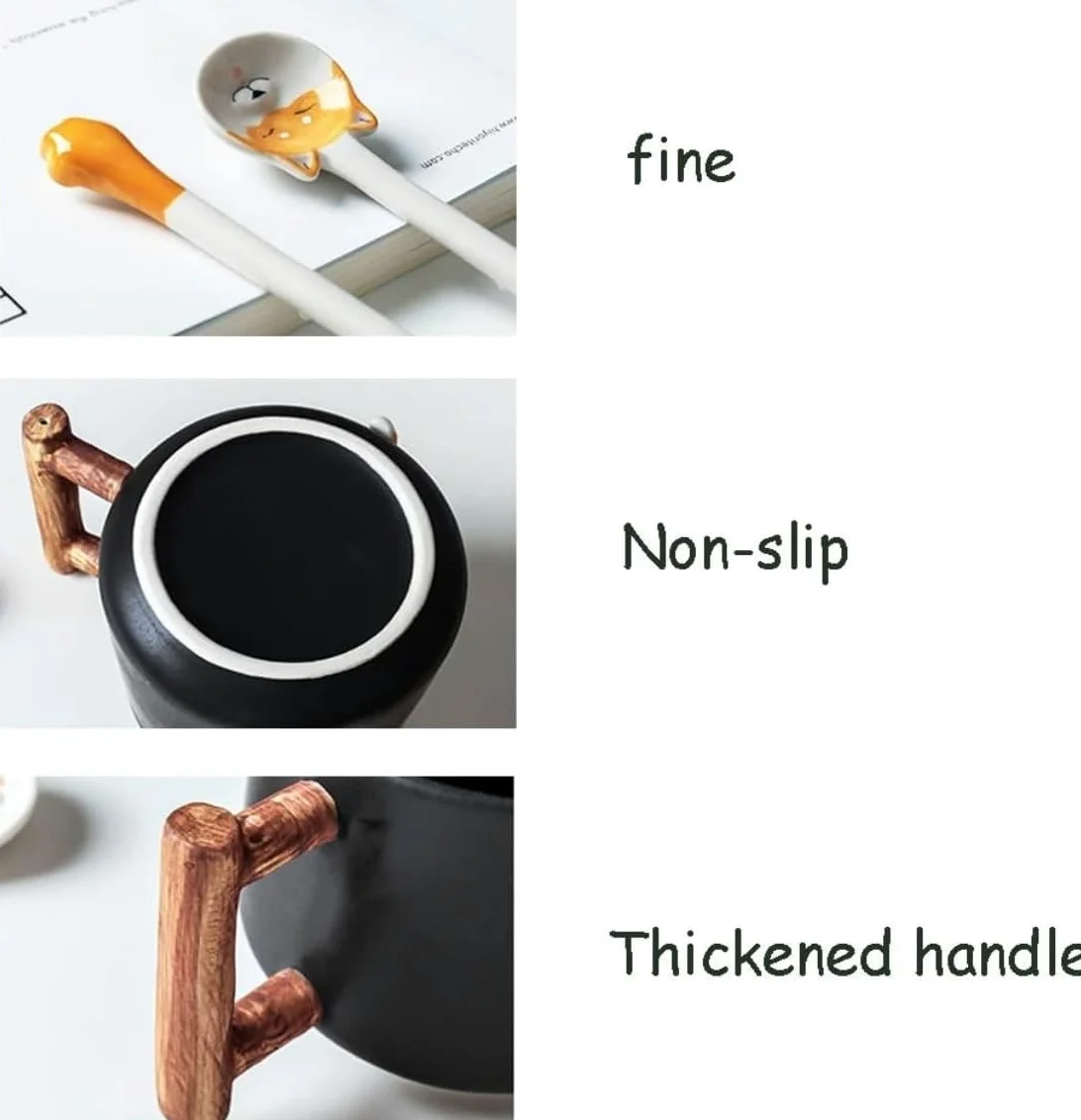 Taza de Café de Té Tazas Taza De Café De Cerámica Taza De Porcelana Esmerilada Suave Taza De Té Hecha A Mano Taza De Café Con Asa Animal 3D para té de la tarde(A)