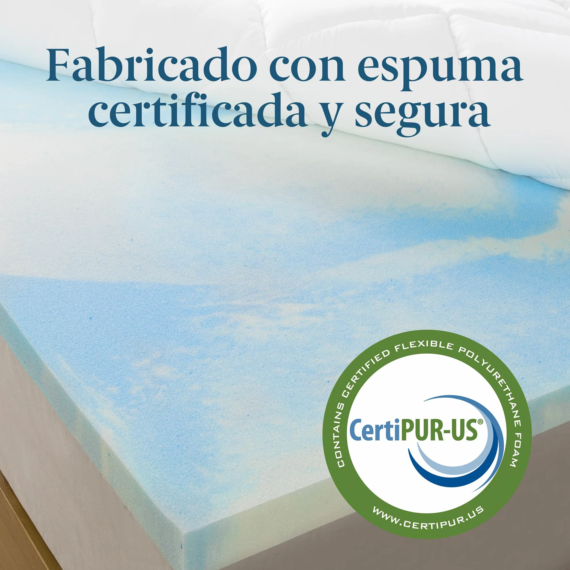 Zinus Topper 90x190 cm – Grosor de 10 cm – Sobrecolchón de Espuma con ventilación refrescante – Firmeza Media – Funda Suave y Transpirable – Certificado Oeko-Tex