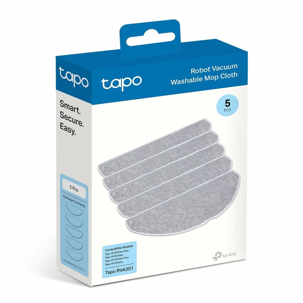 Tapo RVA301 Paño de fregona Lavable para aspiradora robótica, Compatible RV30 MAX Plus, RV30 MAX, RV20 MAX Plus, RV20 MAX