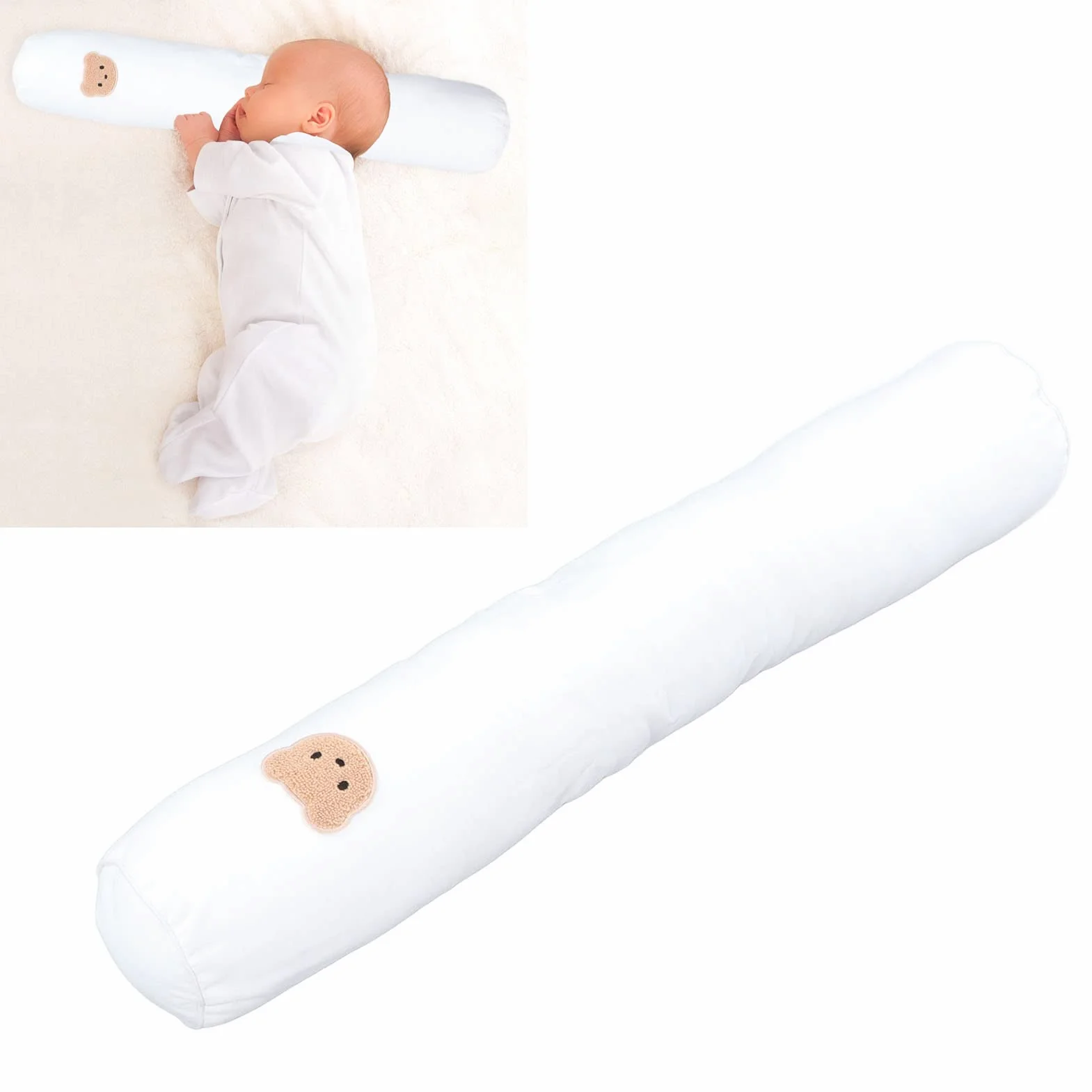 Almohada Multifuncional para Bebé de Algodón Suave y Transpirable con Patrón de Oso, Almohada para Dormir de Lado Infantil