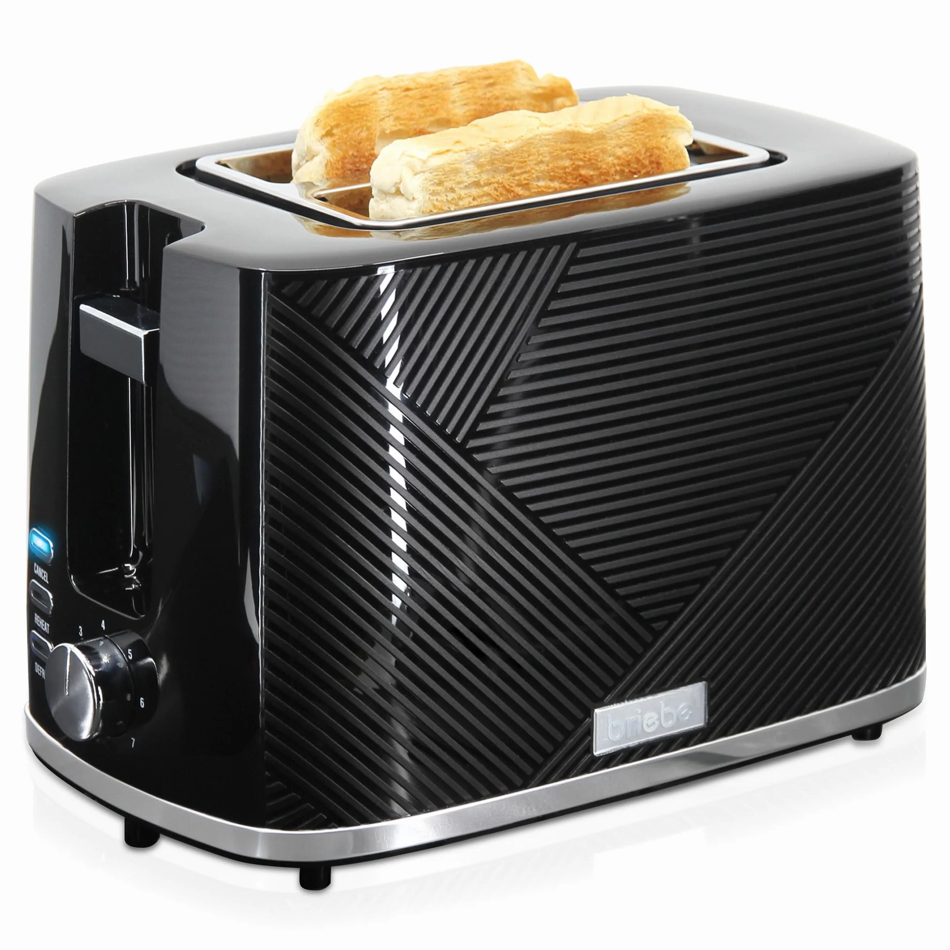 briebe Elegance Set Tostadora Pan 2 Rebanadas, 7 Niveles Tostado + Hervidor Agua Eléctrico 1,7L Inalámbrico, 2200W Libre BPA + Batidora de Mano 600W, 2 Velocidades, Acero Inoxidable, Negro