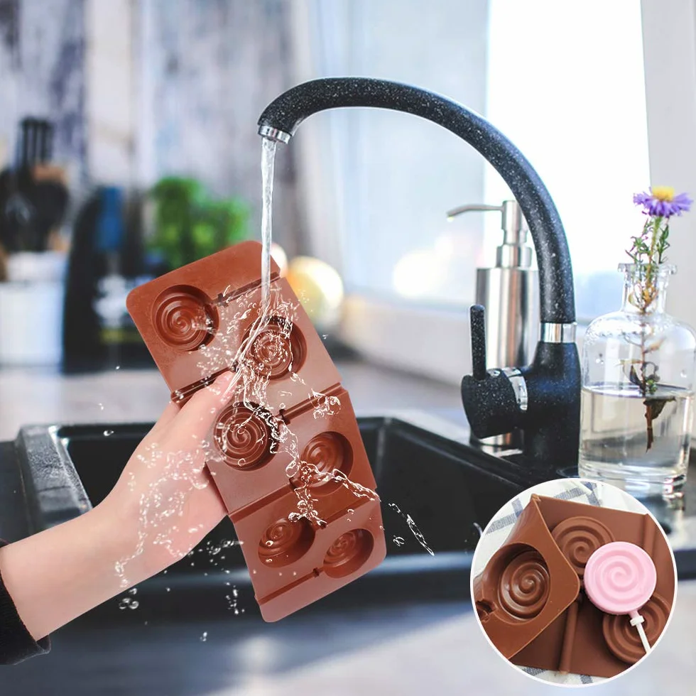 Molde redondo de silicona para decoración de pasteles de chocolate con 24 varillas reutilizables, forma de remolino, juego de 4