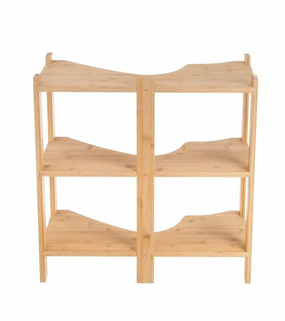 LOLAhome Mueble bajo Lavabo pie con 3 estantes de bambú Natural de 60x30x60 cm