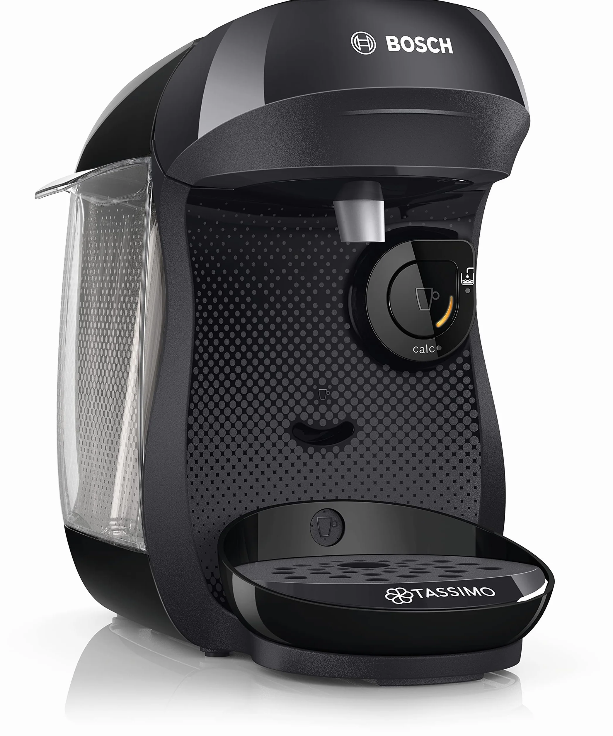 Bosch - Cafetera multibebida TASSIMO HAPPY, más de 40 especialidades, OneTouch, servicio individual, tamaño compacto, INTELLIBREW, negro, TAS1002N