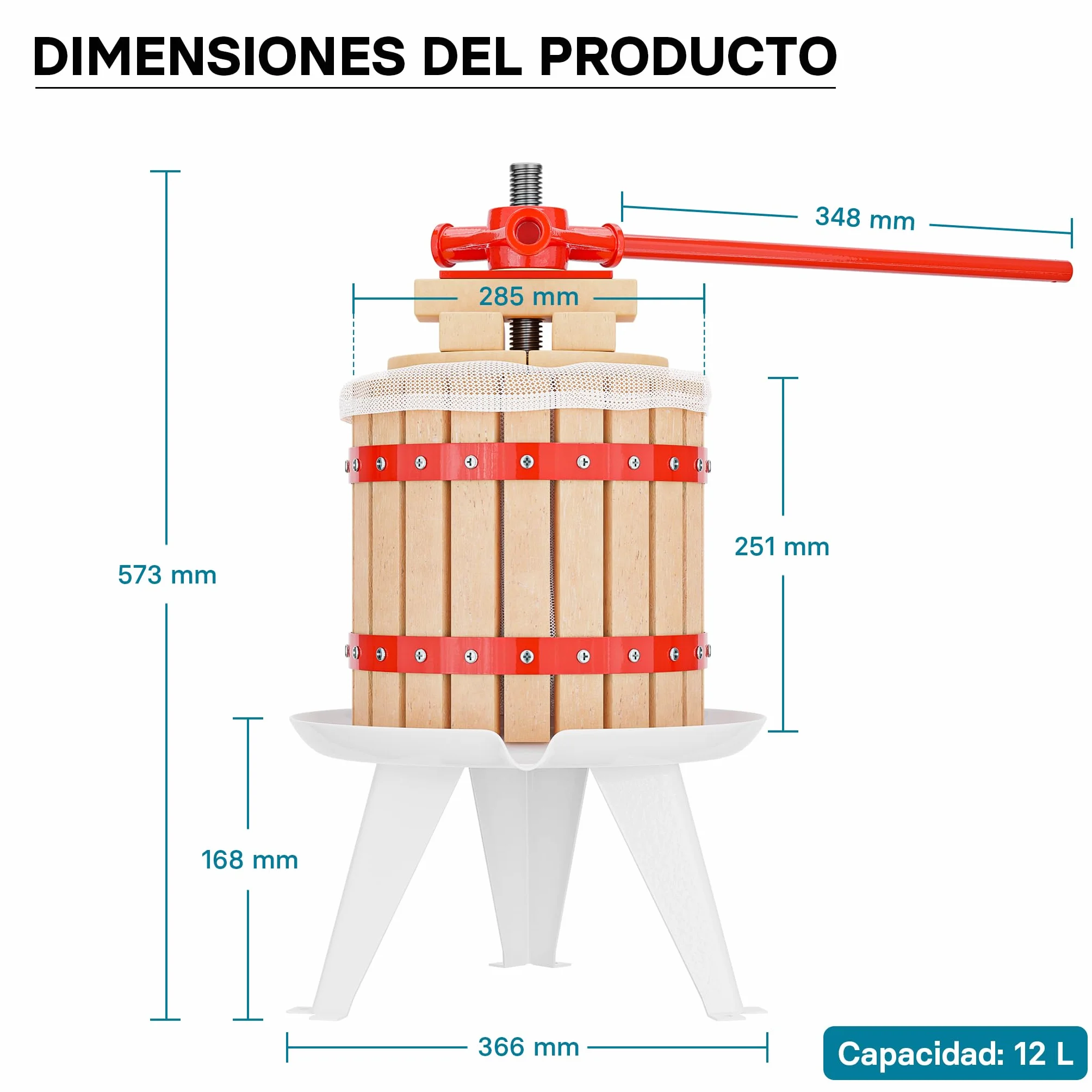 WilTec Prensa de Frutas Bayas y Mosto de 12L + triturador de Frutas y Bayas de 7L Elaboración de Bebidas
