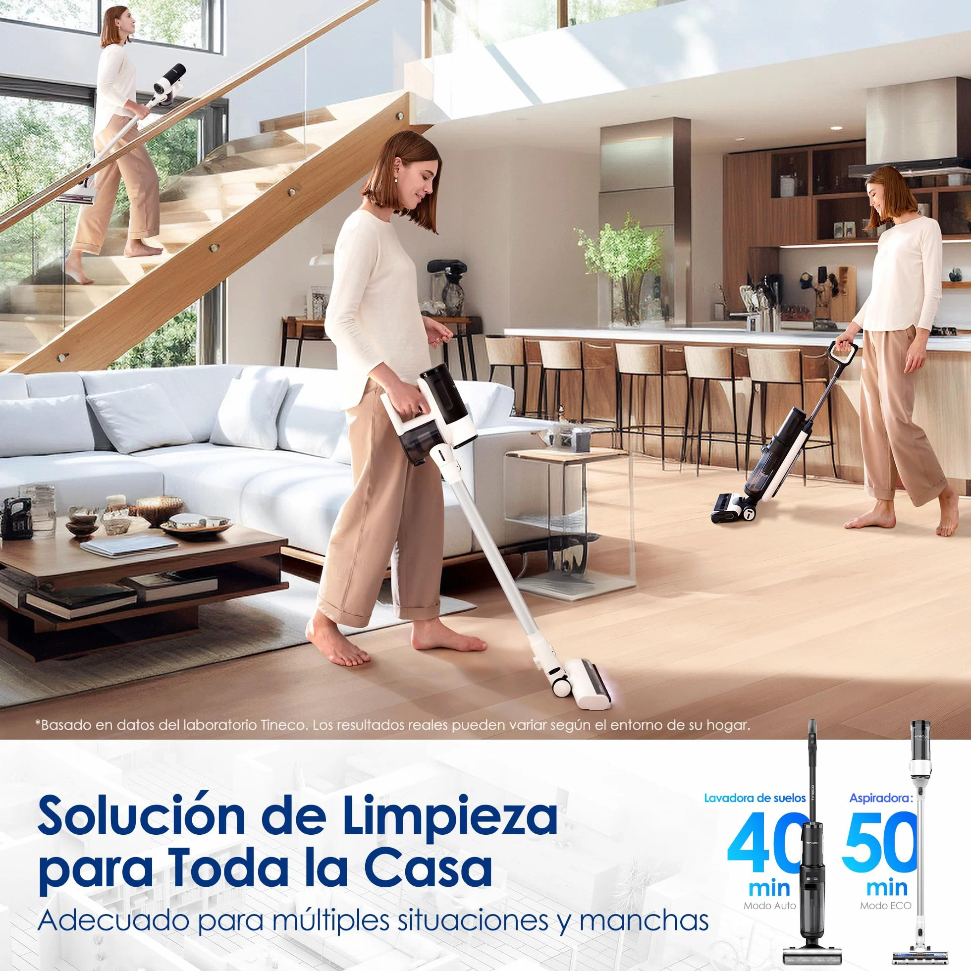 Tineco Floor One Switch S7 Limpiador Inteligente, Limpieza de Toda la Casa Autolimpieza Batería Más Duradera Cepillo ZeroTangle Limpieza de Doble Cara
