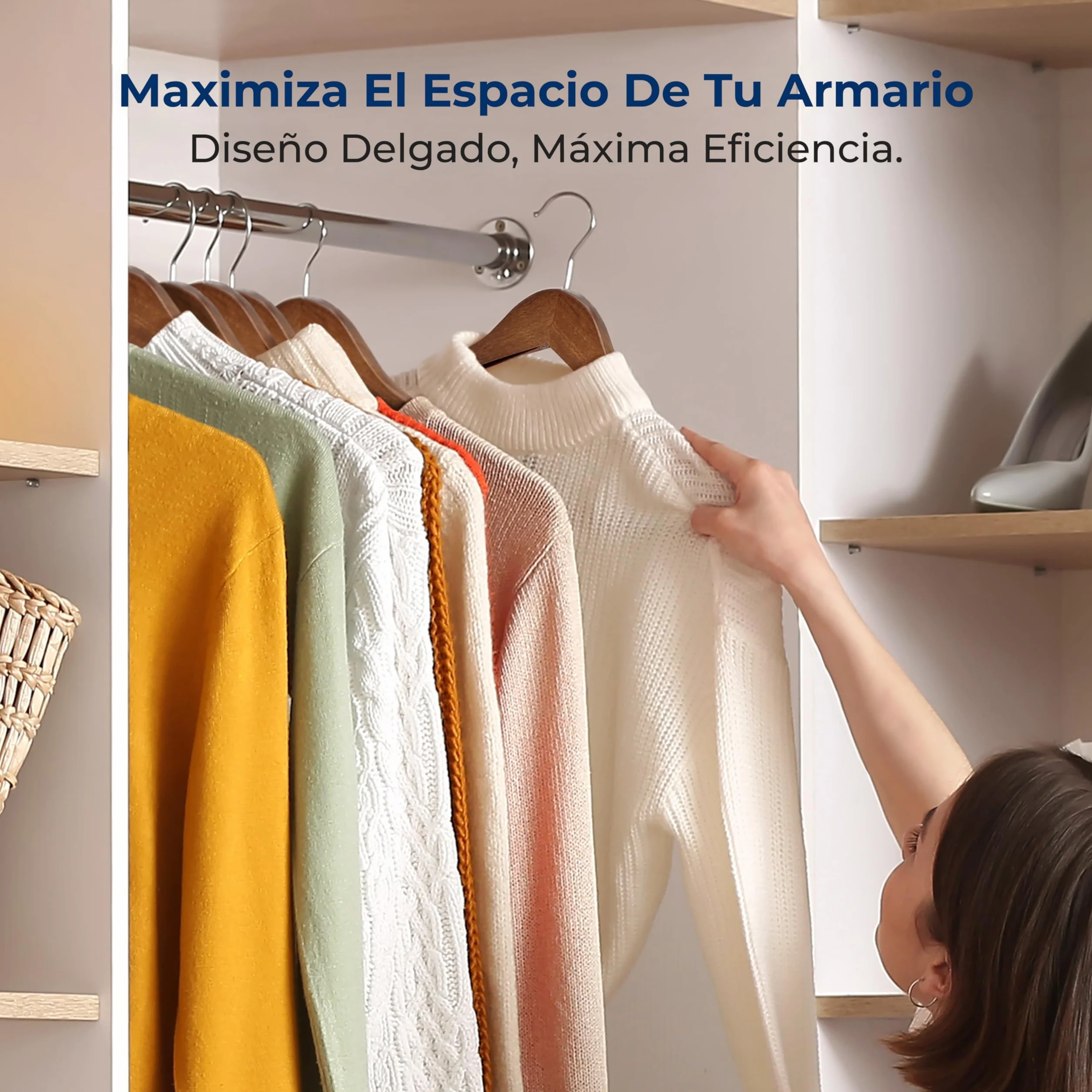 SereneLifeHome Perchas Madera, Ropa, Pack de 10, Antideslizantes, con Gancho Giratorio de 360°