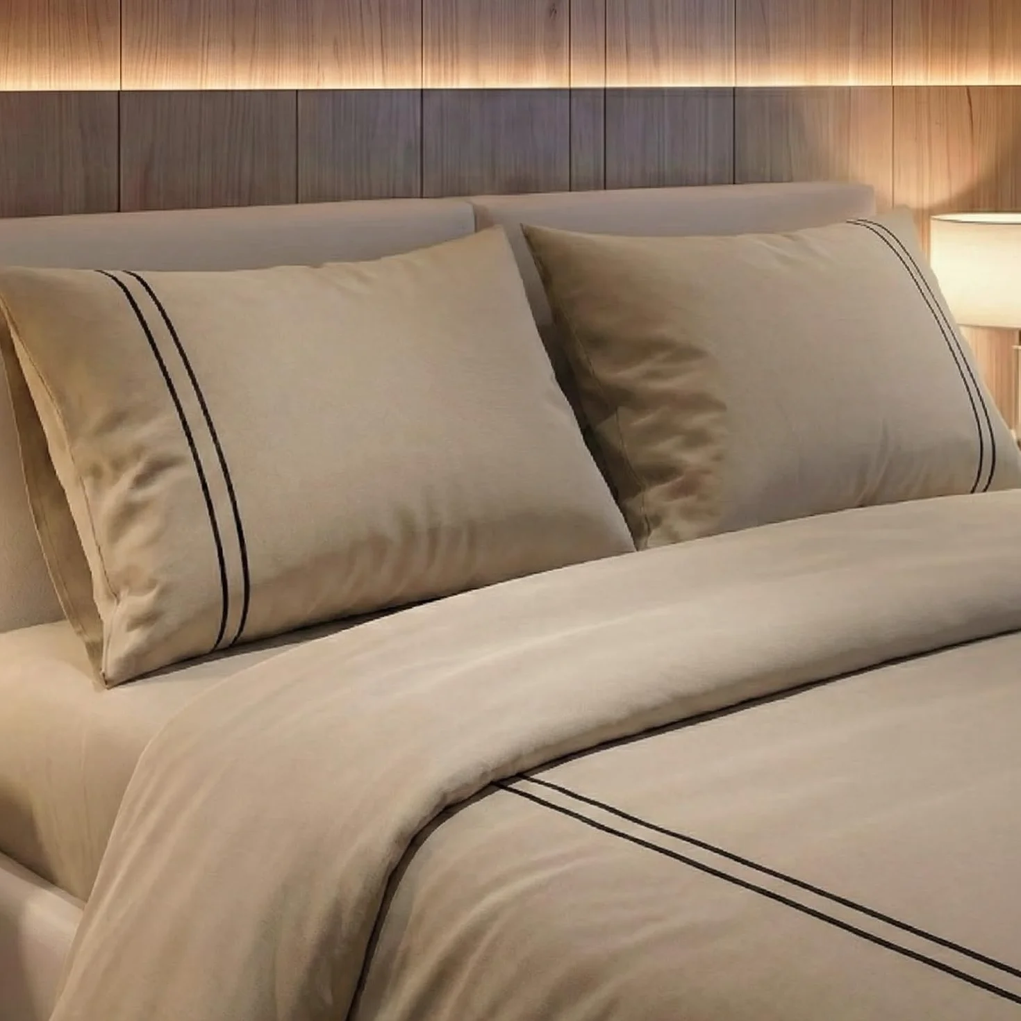 Dream – Pack 3 Piezas Funda Nordica Cama 150 (260x225 cm) y 2 Fundas Almohadas 50x80 – Stone – Satén 100% Algodón 300 Hilos, Tacto Sedoso y Adaptativo, Oeko-Tex®