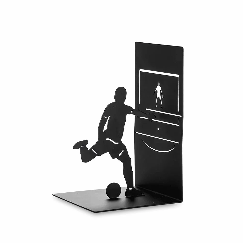 Balvi Sujetalibros Goal Kick Color Negro Soporte para Libros de estantería con Jugador de fútbol Meta