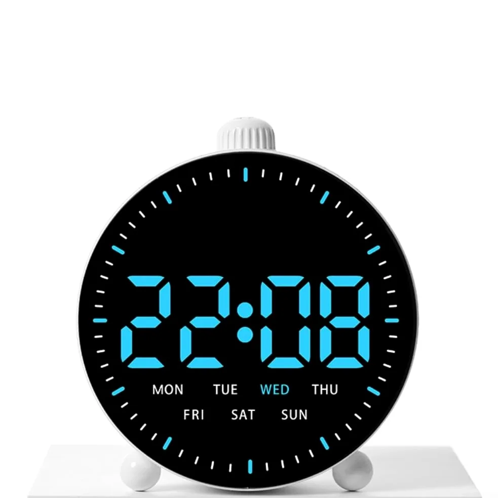 Reloj Despertador LED Inteligente para el hogar, con Alarma Dual, Temporizador de Cuenta Regresiva, ABS, para dormitorios, visualización de Fecha (Negro)