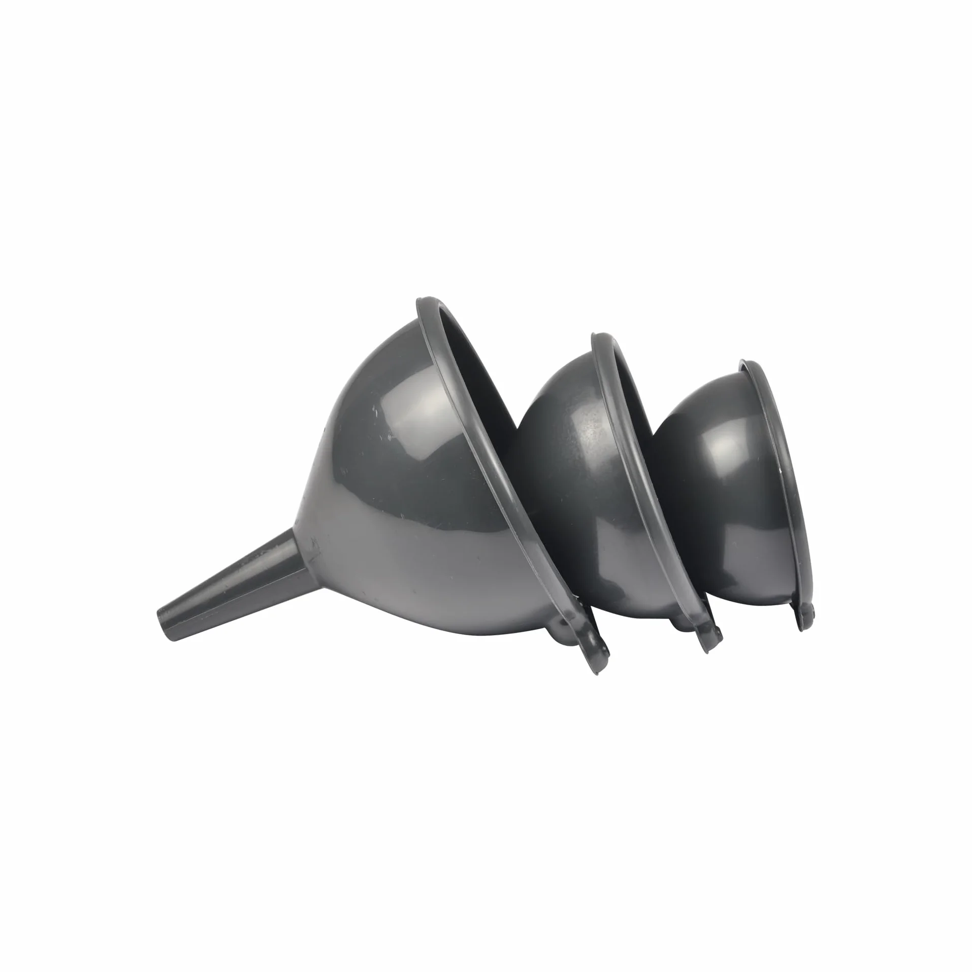 Homea, Juego de 3 embudos de plástico D10 cm, D12 cm, D14 cm, Color Antracita