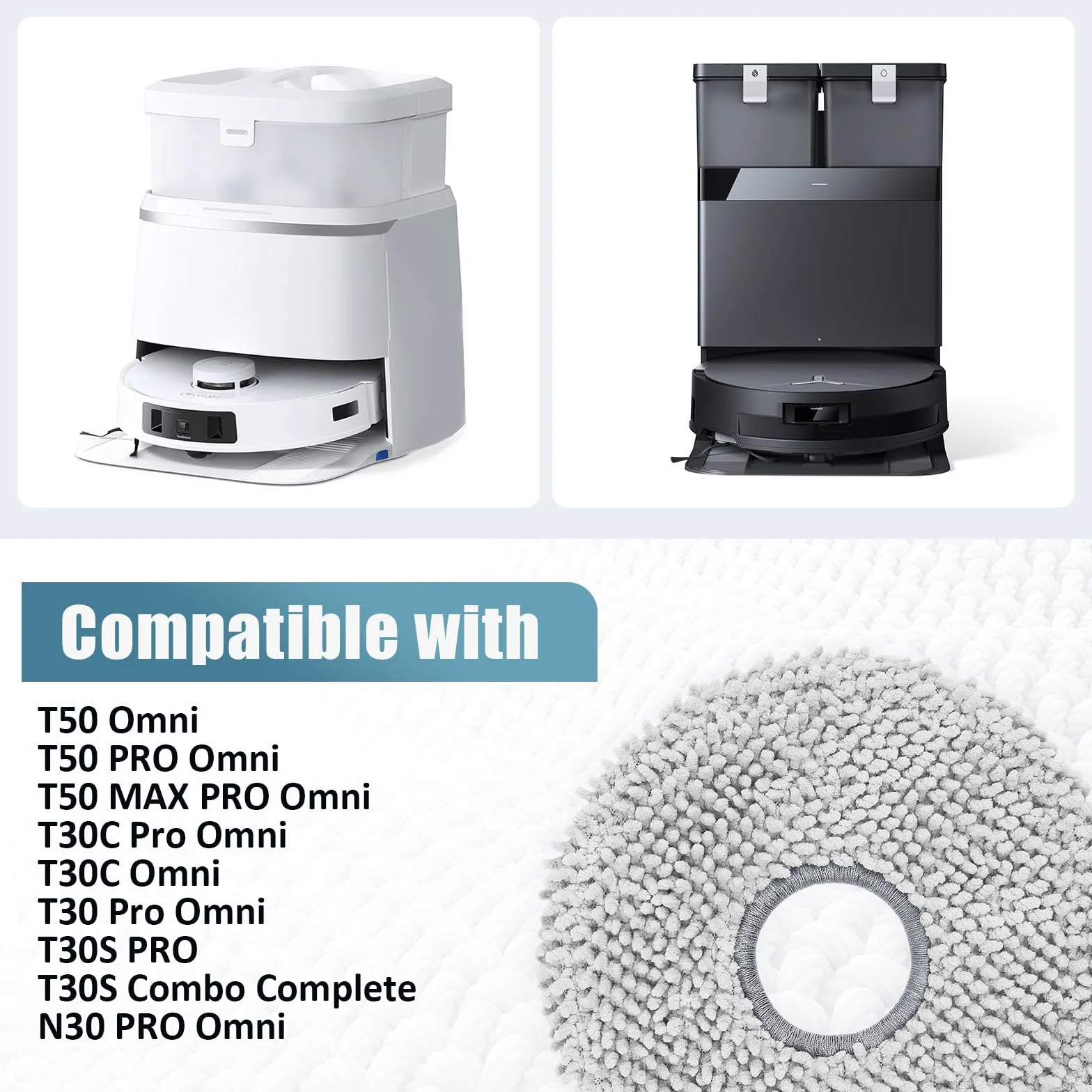 VIEWALL 10 Toallitas para ECOVACS DEEBOT T50 Pro Omni/Gen2/Gen3,T50 MAX Pro,T50 Omni,T30C Omni/Gen2,T30C Pro/Gen2,T30 Pro Omni,T30 Omni,T30S Pro/Combo Aspiradora,Microfibra Mejorada y Reutilizable