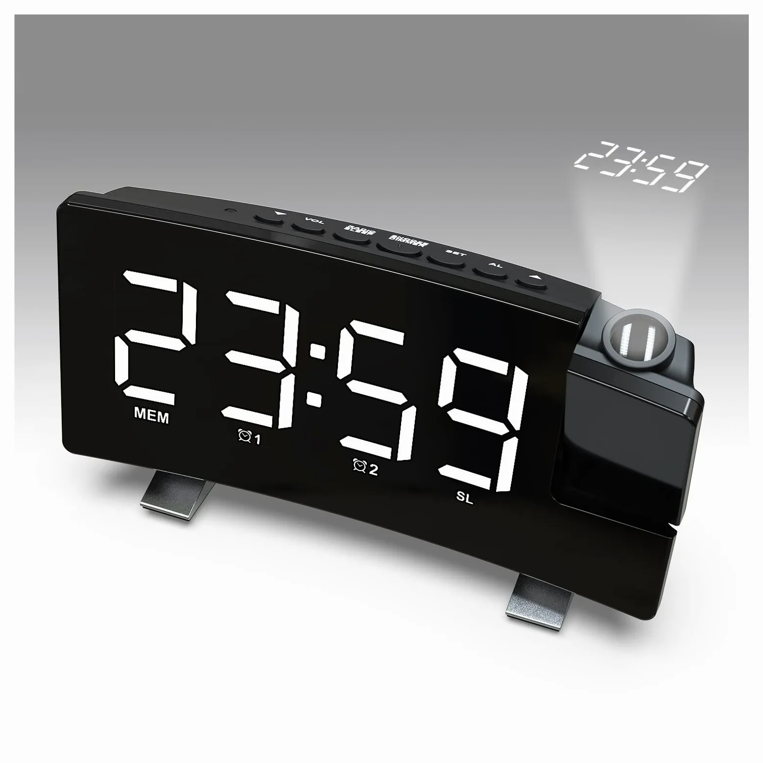Despertador, Pequeños Relojes de Noche con Puerto USB for Cargar, Temperatura(White)