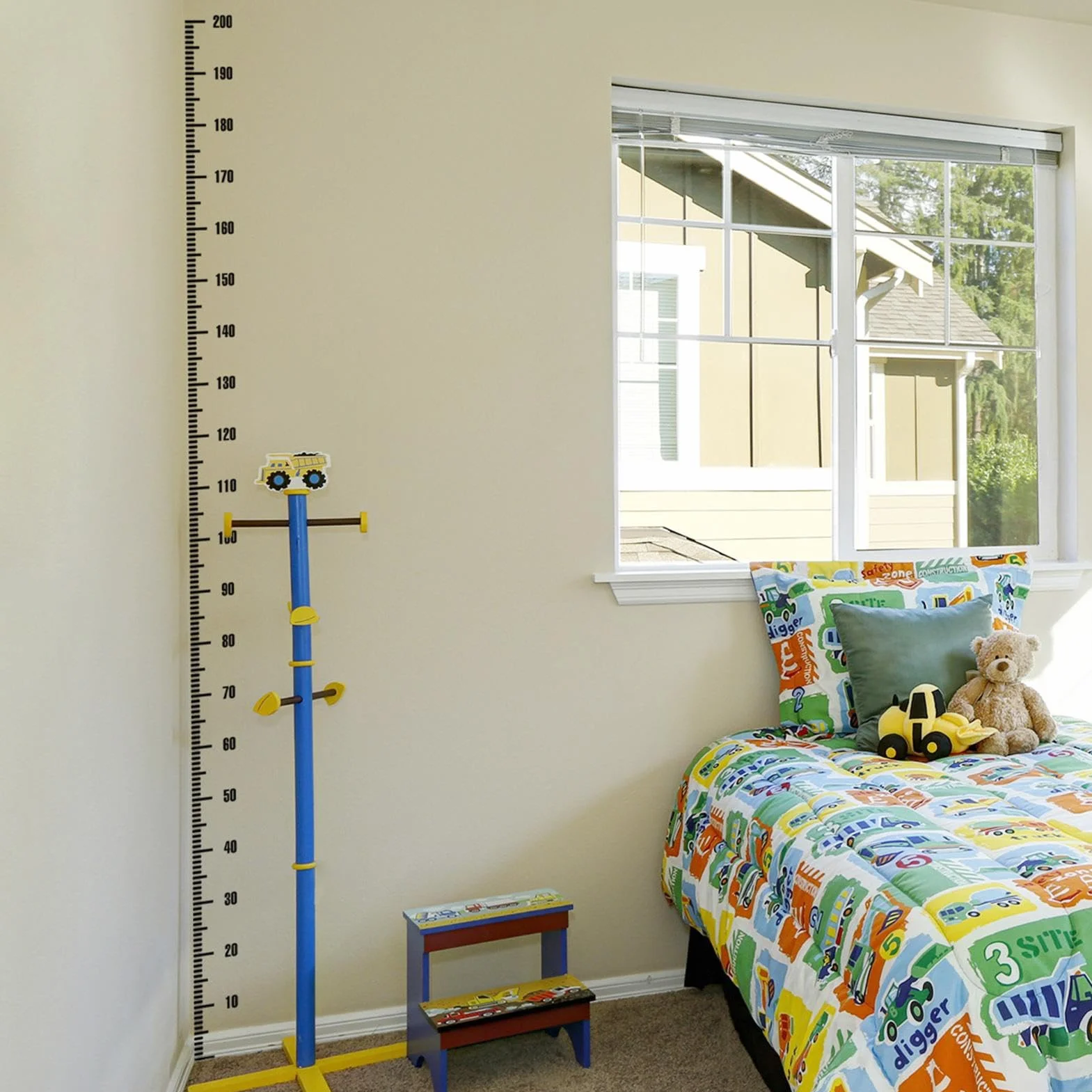 Adhesivo de pared regla de altura negra para niños decoración cinta métrica habitación infantil escuela