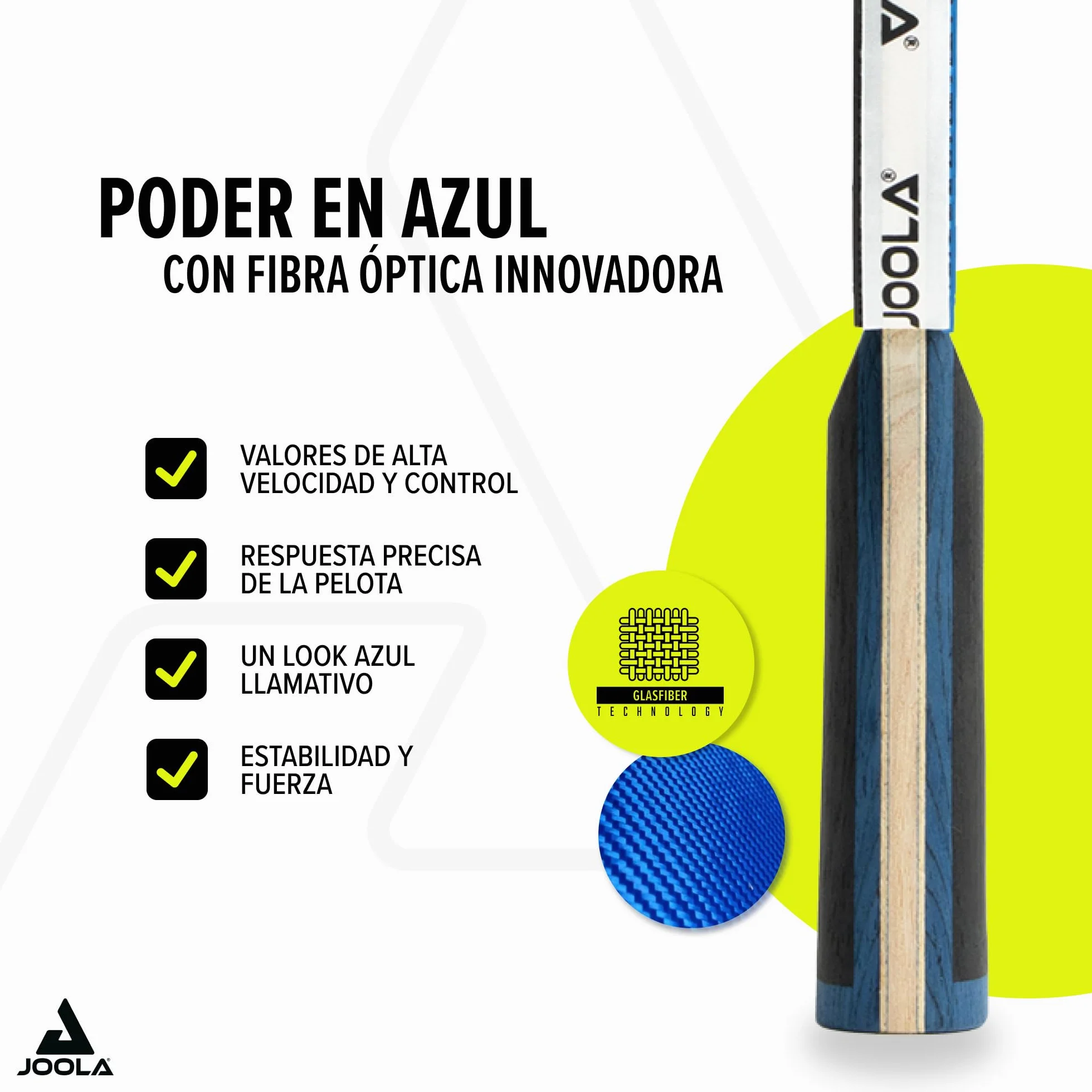 JOOLA Raqueta de ping pong White Infinity GL – Fibra de vidrio con almohadillas Micron+