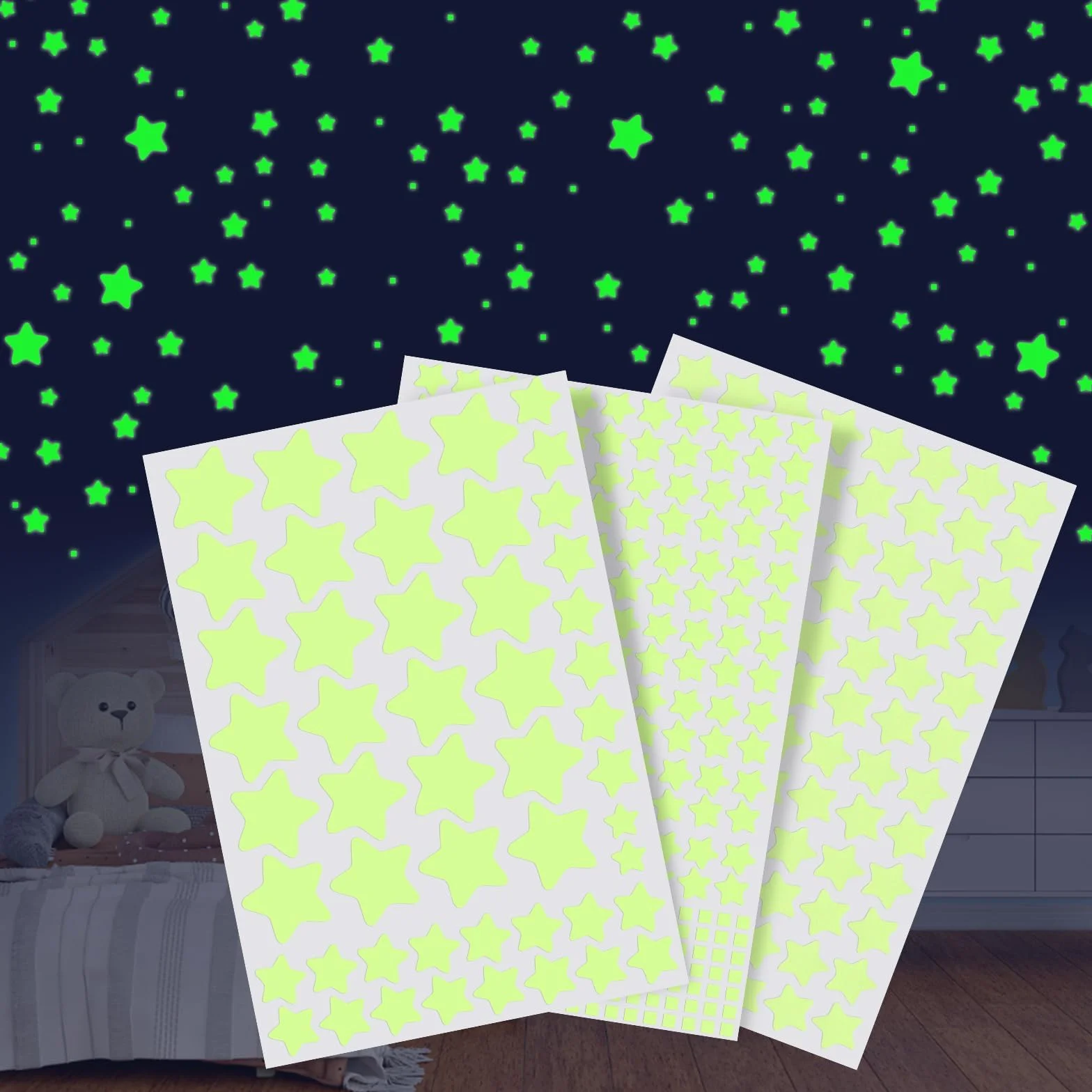 Pegatinas de Estrellas Brillantes en la Oscuridad, Luminosas Adhesivos para Techo y Pared, Decoración de Cielo Estrellado