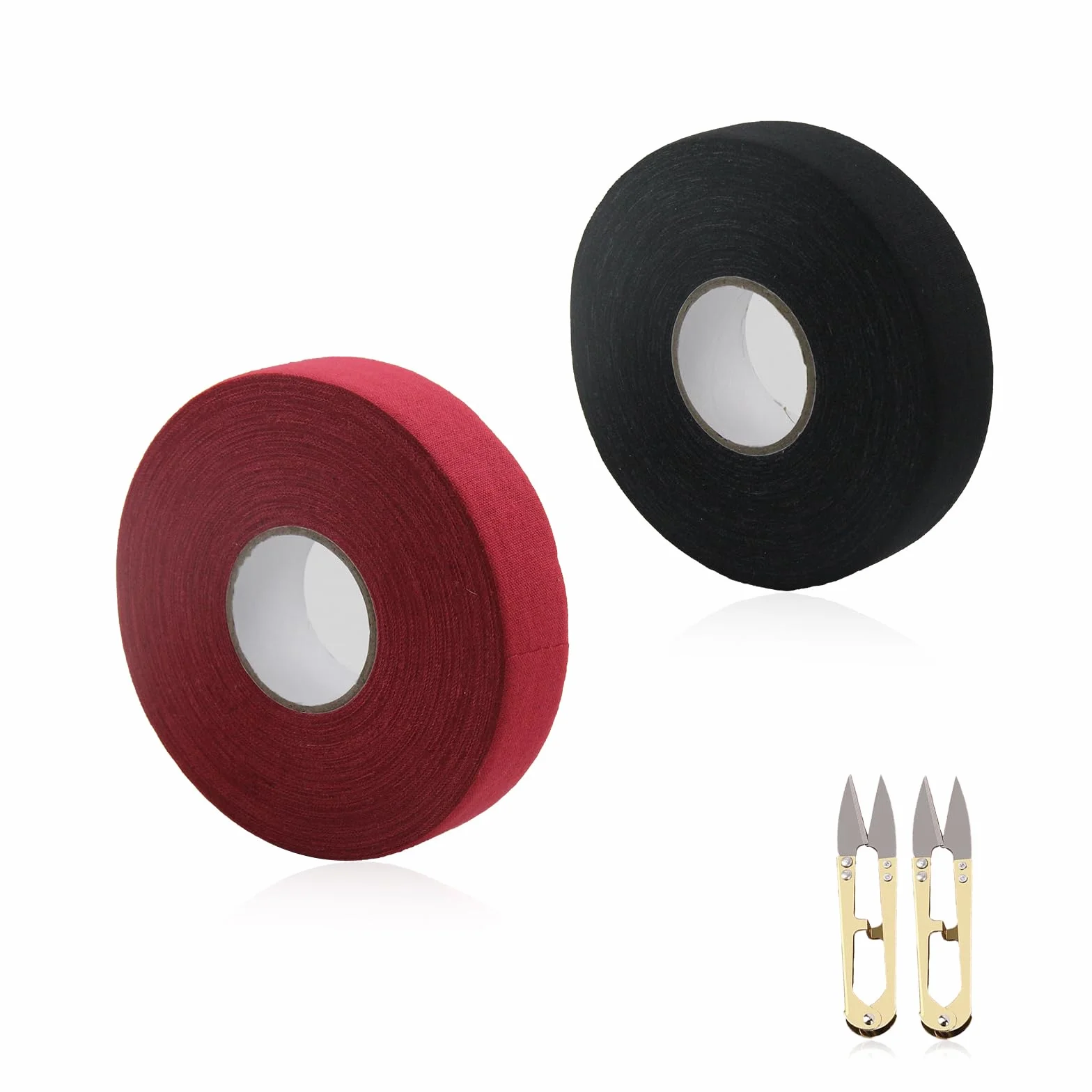 Cinta de Hockey Autoadhesivas 2 Piezas 2,5cm × 25 m Negro y Rojo