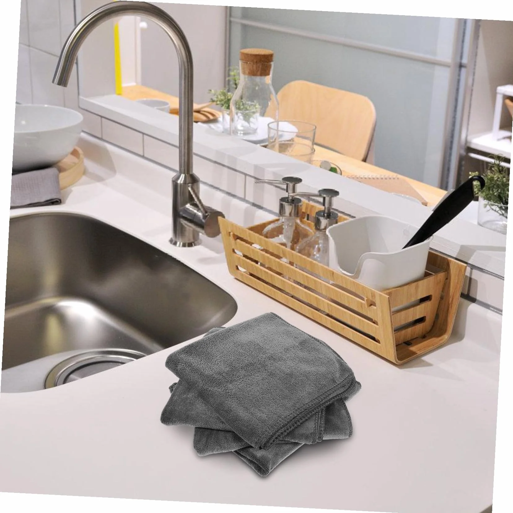 Paños Absorbentes de Microfibra 40x40 Cm Gris, Toallas Reutilizables para Limpiar Coche y Cocina, Alta Absorción de Agua, Limpieza Profunda, Pack de 12 Unidades para Uso Doméstico