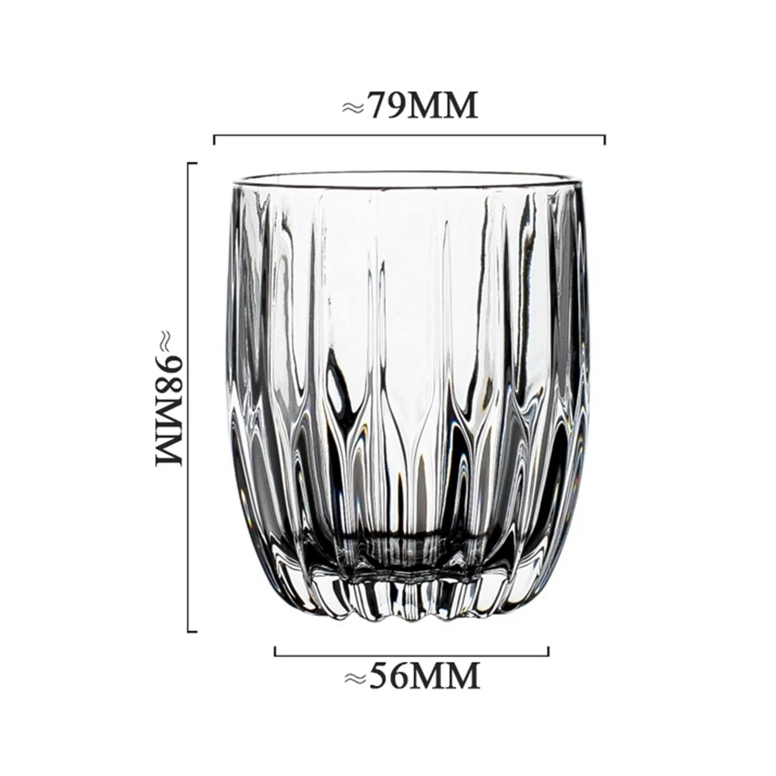 vaso de agua Tazas de vidrio talladas con rayas vintage, vasos transparentes sin plomo, 285/355 ml(Pequeño)