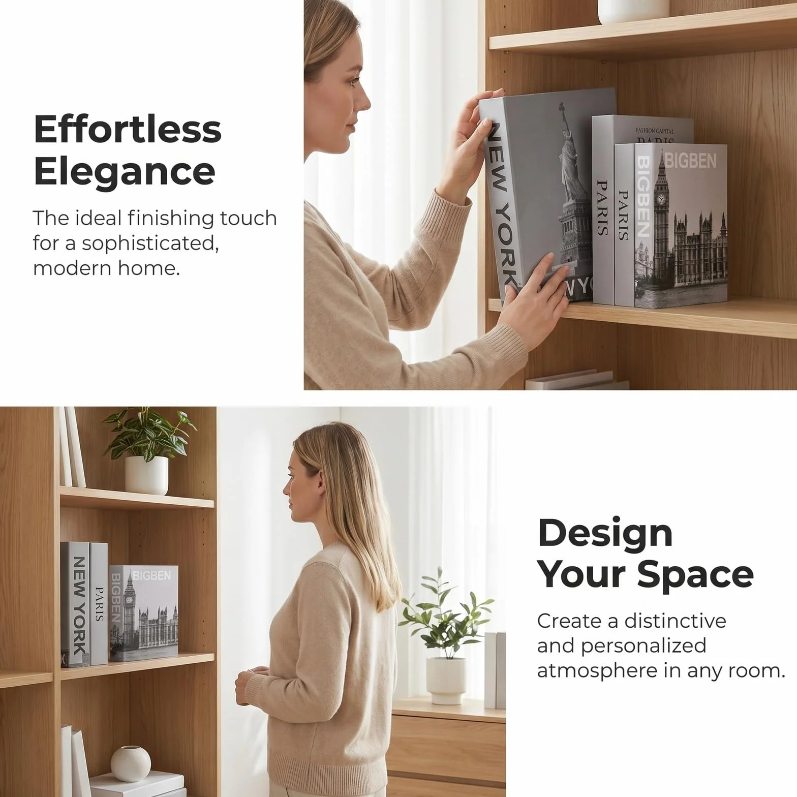 Nivofu 3 Piezas Caja de Libro Falso Decorativo, Decoración Hogar Moderno para Mesa de Centro, Estantería y Salón