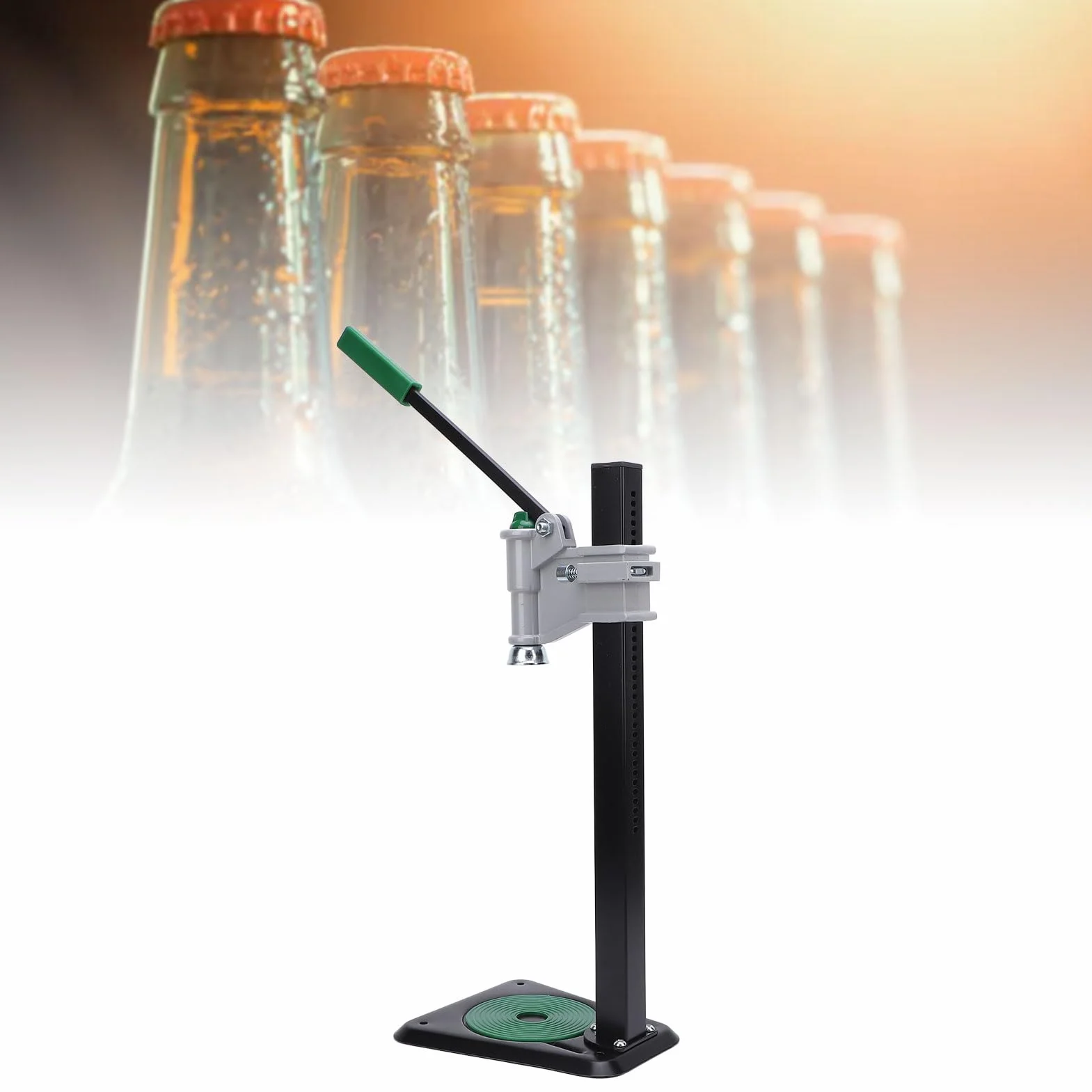 Denash Taponadora de Botellas Manual, Máquina Taponadora de Botellas de Hierro de Montaje en Banco con Base Antideslizante para Botellas de Aceite de Refrescos de Cerveza Casera
