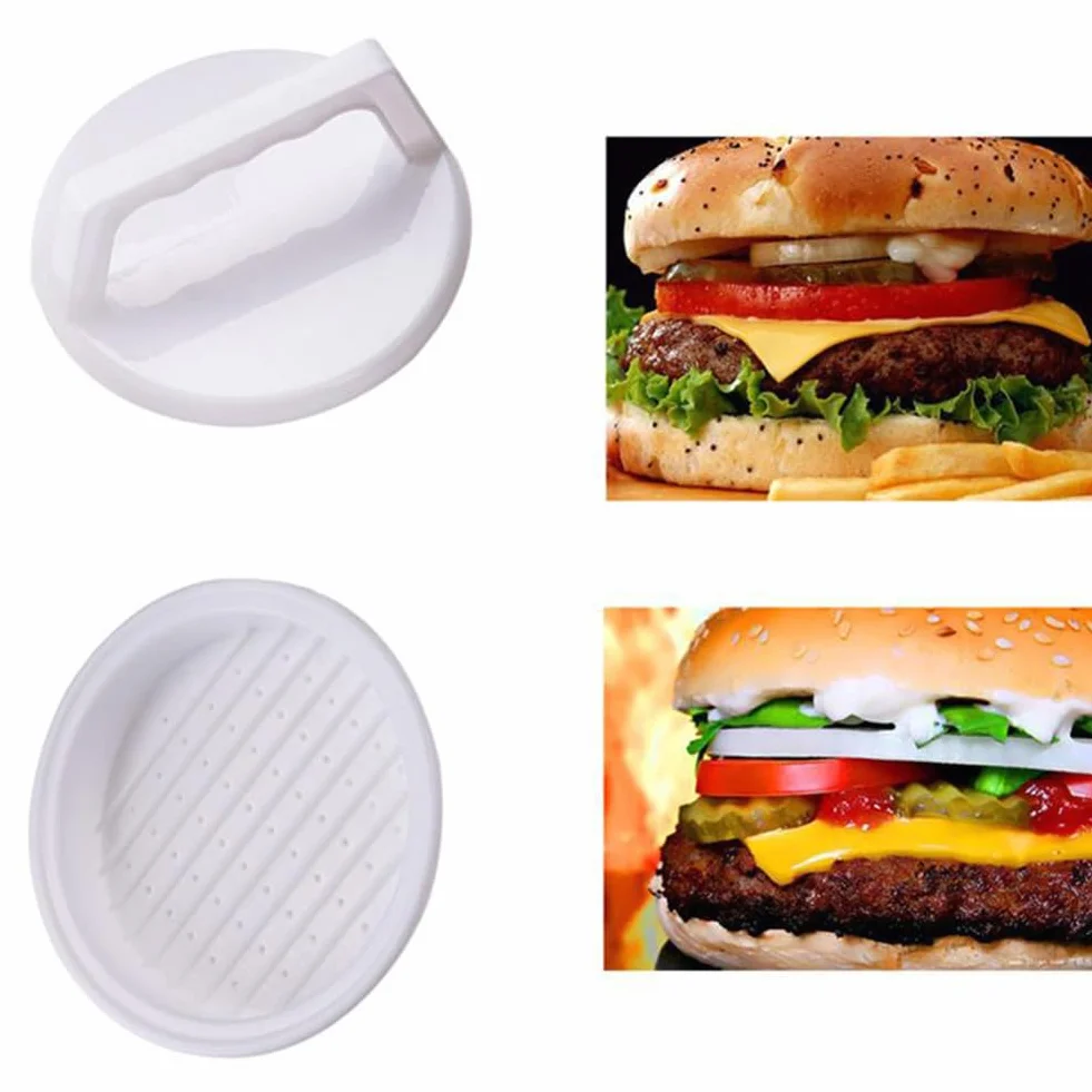 Molde redondo para hacer hamburguesas y barbacoa, de plástico, molde para hacer pastel de carne, moldes para hamburguesas y prensa para hamburguesas, duradero, fácil de limpiar, mu