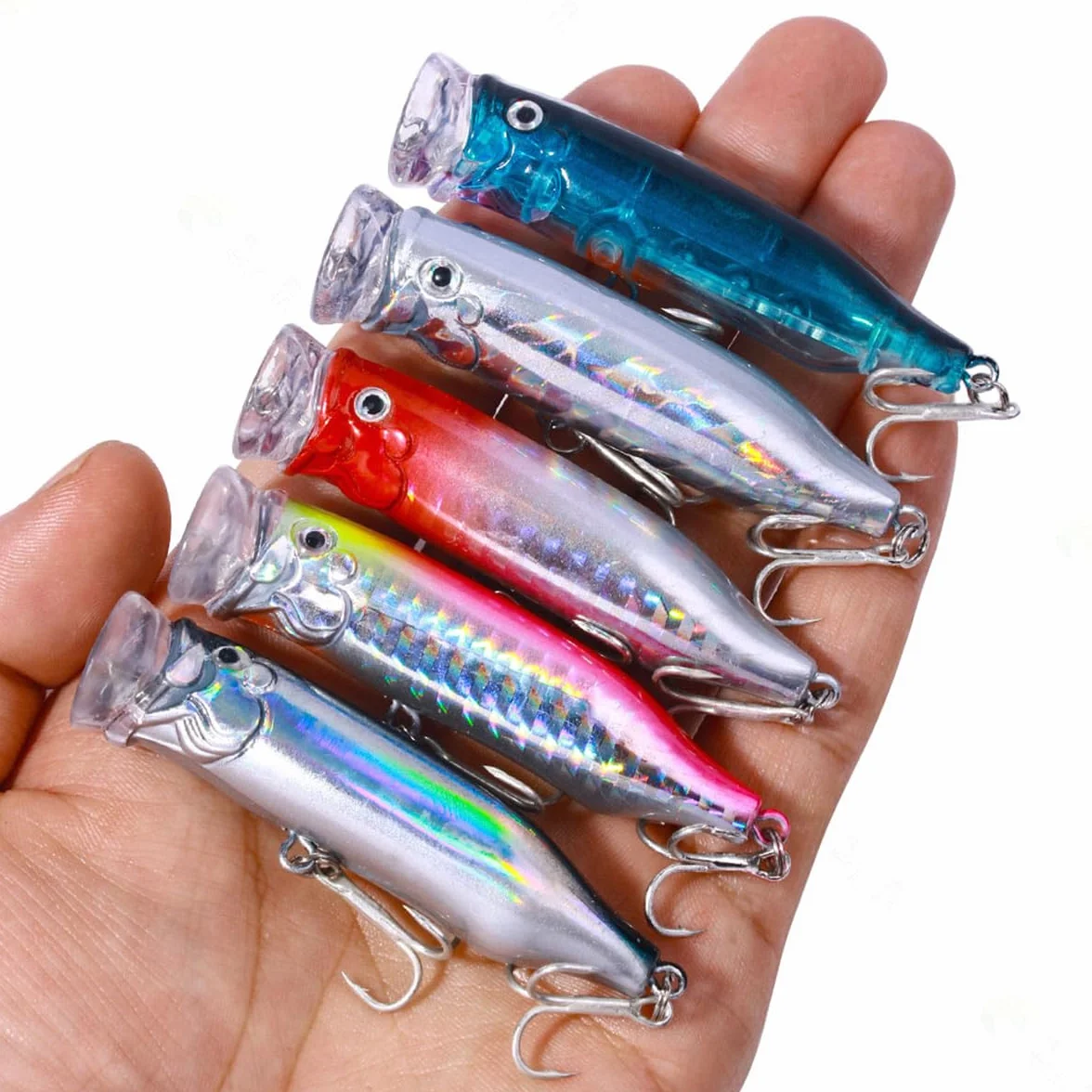 5 señuelos de Pesca con Caras de 7,2 cm, cebos de Pesca en el mar, señuelos flotantes Artificiales para Lucio, lubina, salmón, Perca
