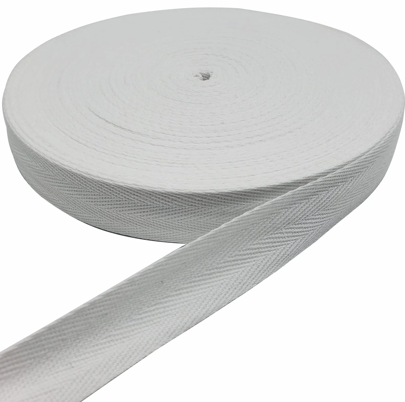 Cinta de espiga de 50 yardas, cinta de sarga de algodón para costura, cinta natural al bies para manualidades (blanco, 1 pulgada)