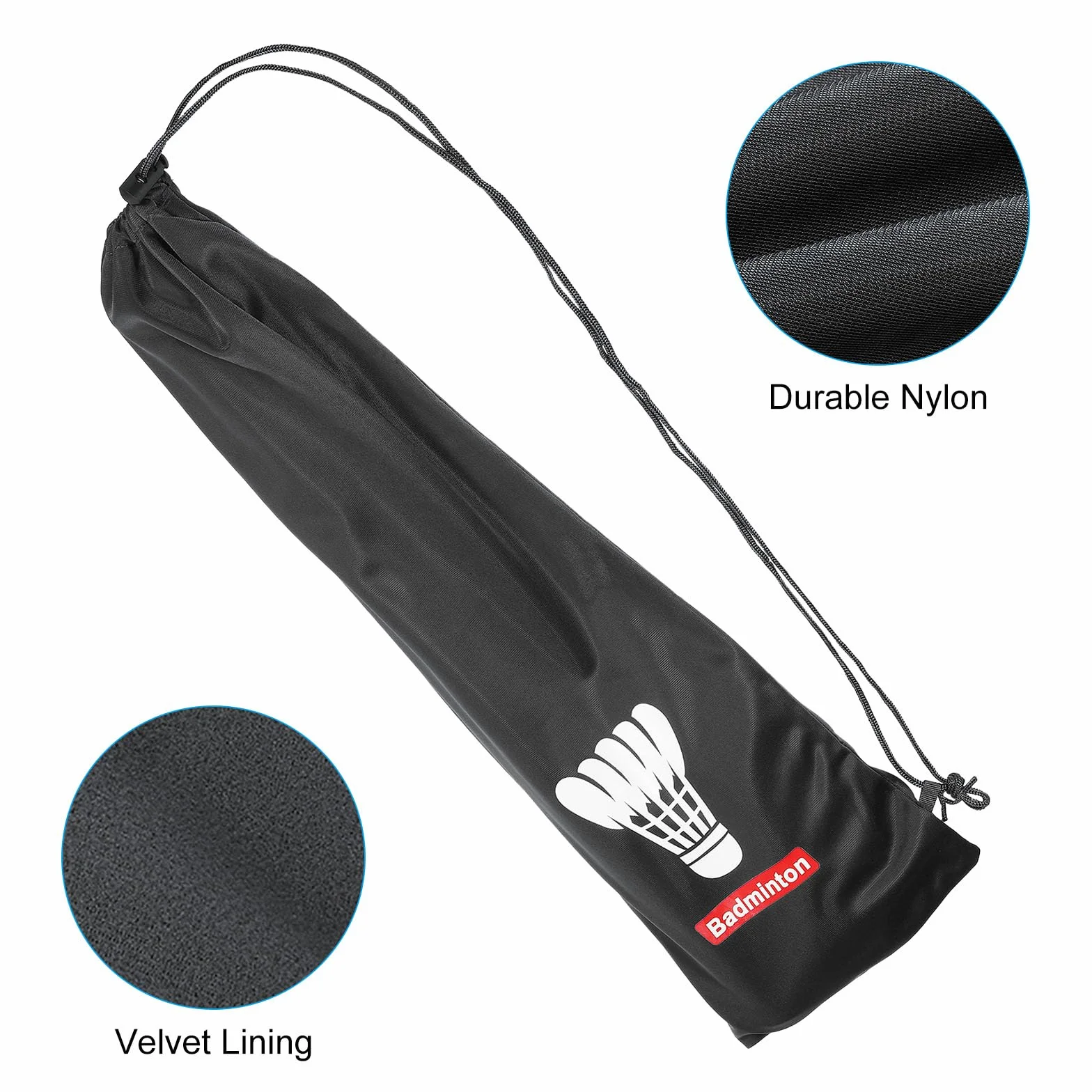 PATIKIL Funda para raqueta de bádminton, suave con forro de terciopelo y cordón