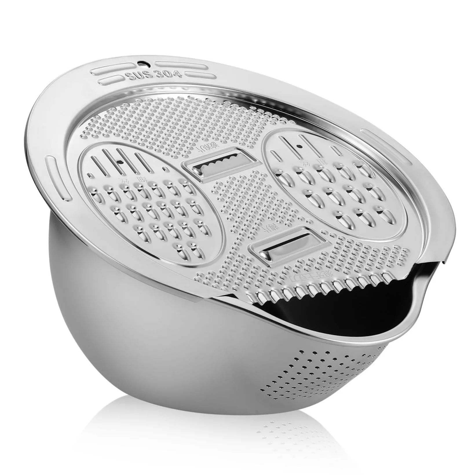 GLEAVI Lavadero de Arroz Acero Inoxidable Colador Multifuncion para Cocina Tazón Escurridor Alimentos Lavar Arroz Fruta Vegetales