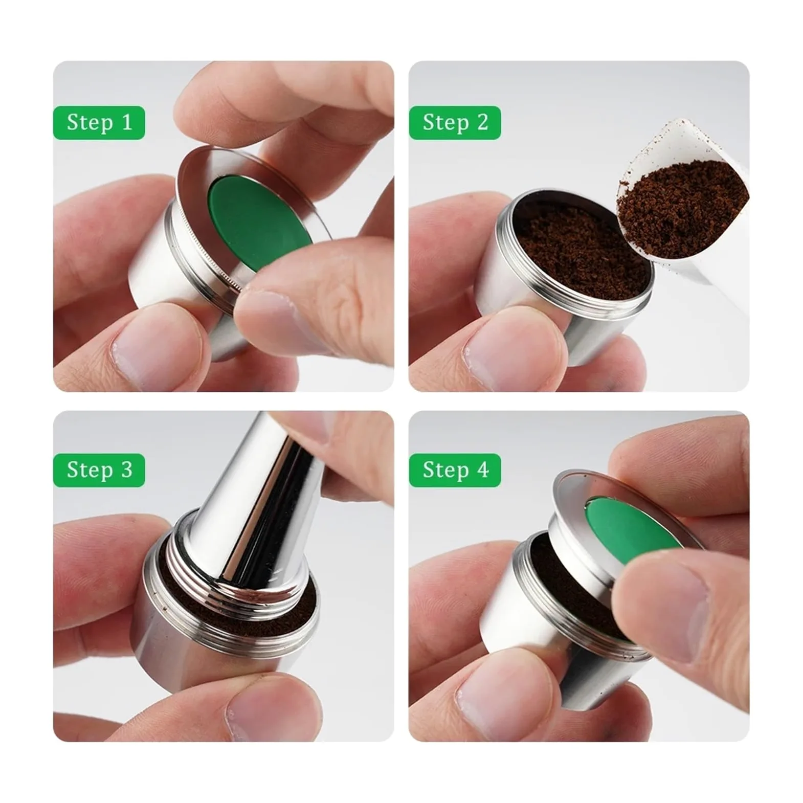 Cápsulas de filtro acero inoxidable reutilizables cápsulas café recargables | 2 Capsules